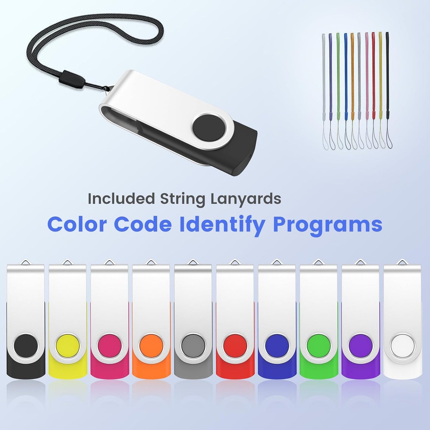 ABLAZE Flash Drives 512MB 20 Pack, USB 2.0 Thumb Drive Bulk with Lanyards Swivel Memory Stick U Disk 512MB Pendrive USB Pack (Mixcolors)