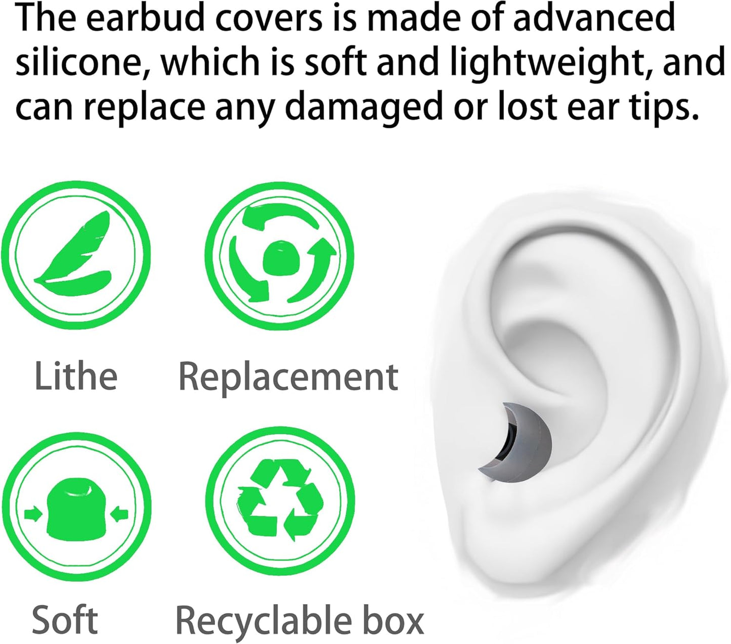 Silicone Earbud Tips Replacement Ear Tips Earbud Covers Fit Most in-Ear Earbuds(Inner Hole 3.8mm -5.1mm) Headphone Earbud Rubber Tips9 Pairs S M L