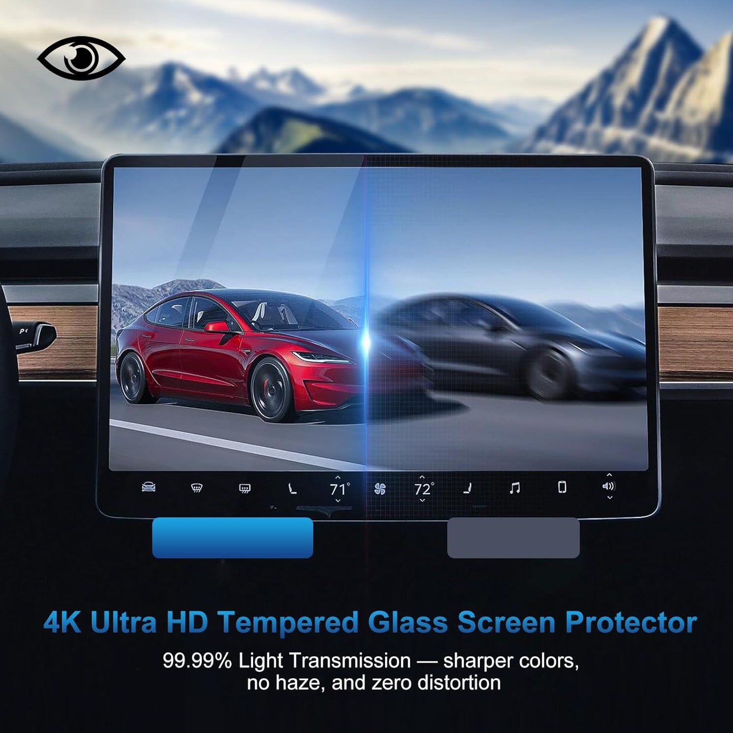 Screen Protectors for Tesla Model X&Model S 2023-2025, Center Console Touch Screen Tempered Glass Protective, Ultra Tough Shockproof Display Protective, Model S/X Accessories with 9H Anti-Fingerprint