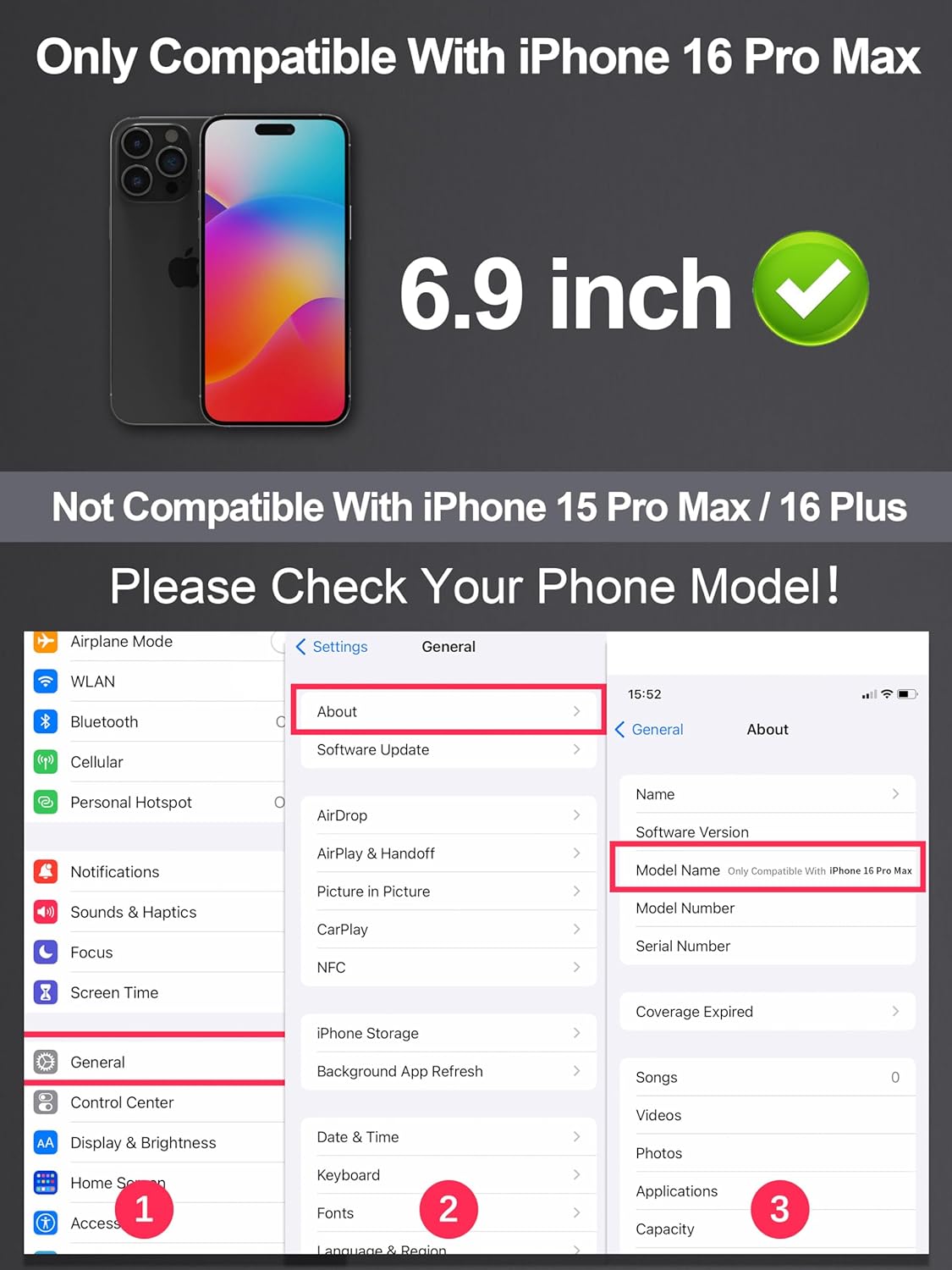 Compatible for iPhone 16 Pro Max Privacy Screen Protector 6.9 inch, Anti Spy Anti Blue Light HD Tempered Glass Screen Protector Easy Installation, Case Friendly, 2 Pack Black