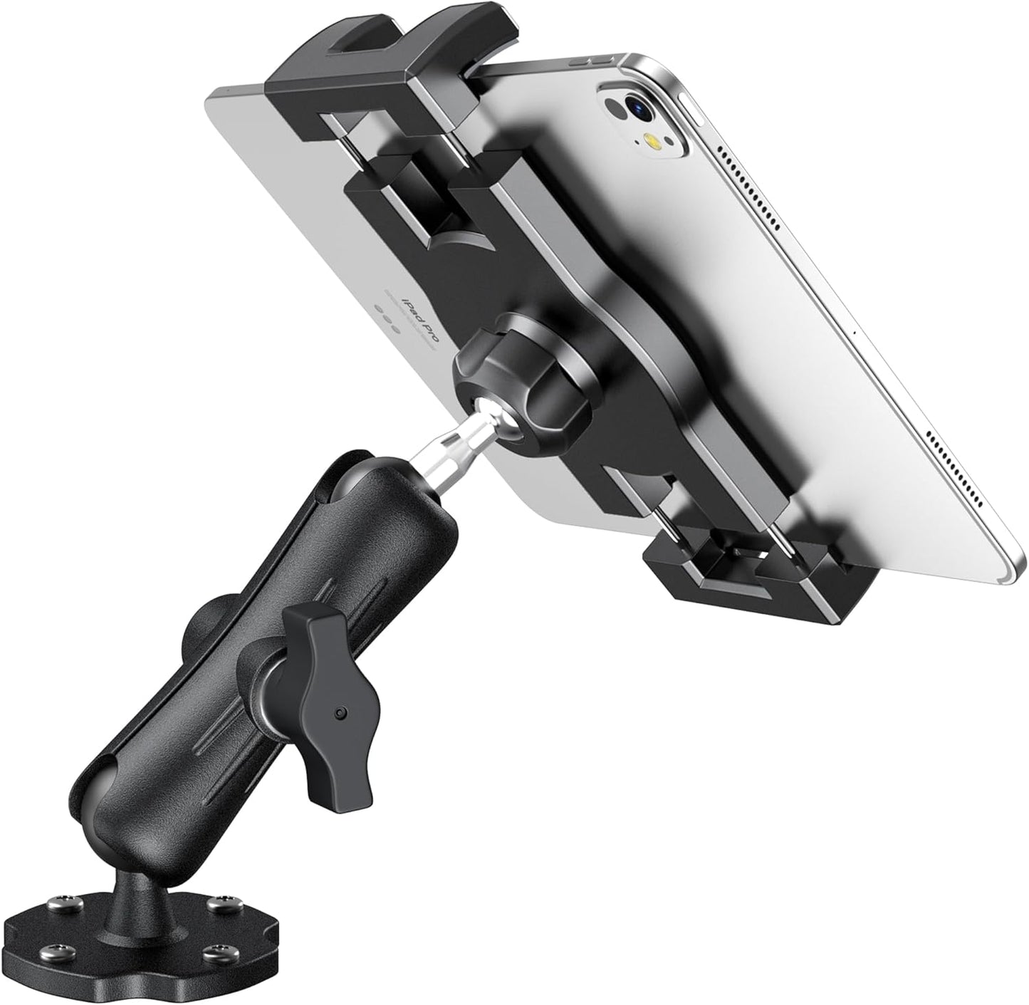 Heavy Duty Tablet Mount for Truck & Vehicle, Drill Base Tablet Holder for Truck with Aluminum Arm, Compatible with 4.7"-12.9" Tablets/iPad/Phones, iPad Truck Mount for Dashboard, Walls, Boat