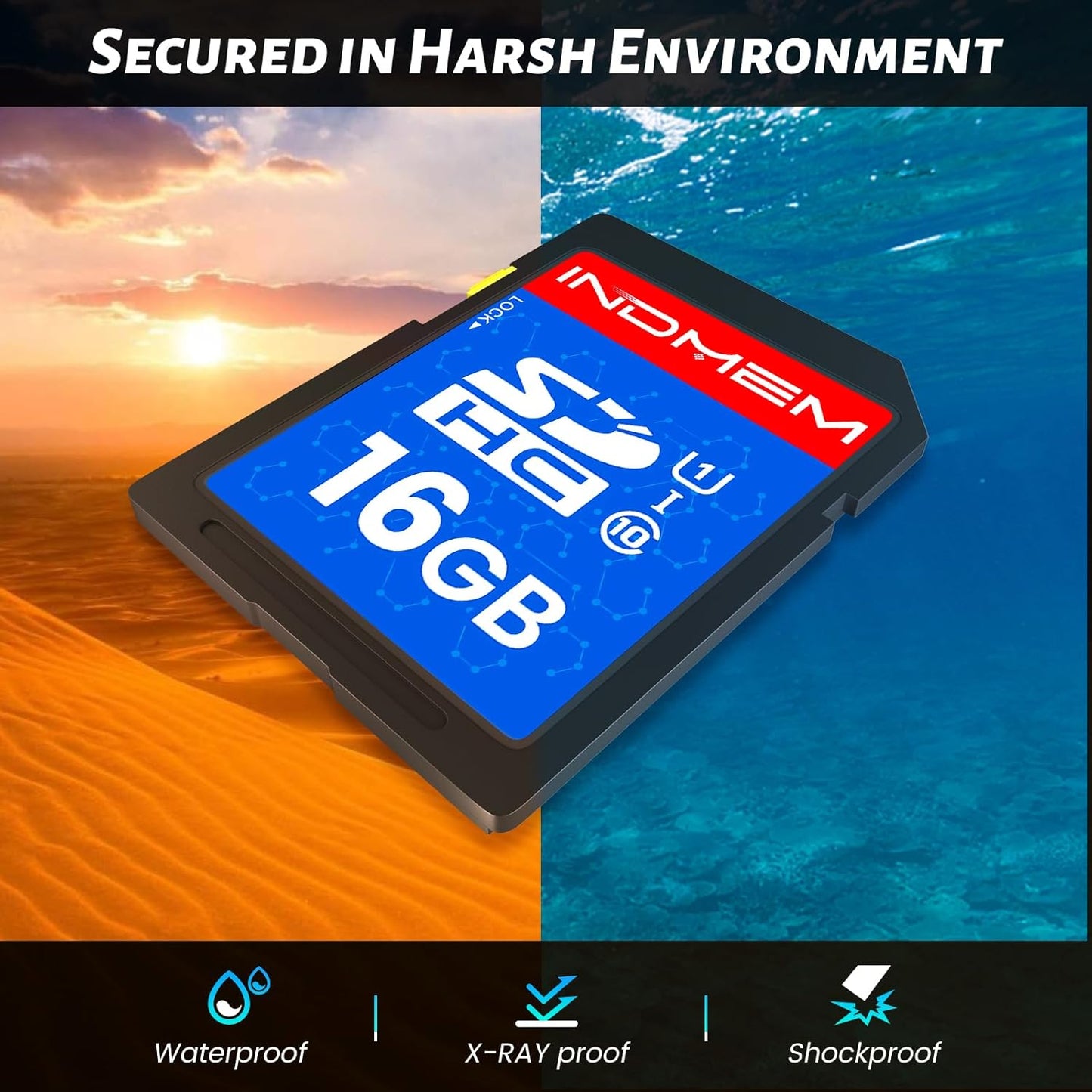 INDMEM SD Card 16GB, 10-Pack UHS-I Class 10 MLC Flash Memory Card, High-Speed Secure Digital Cards for Cameras, DSLR, Action Cams - Reliable Storage