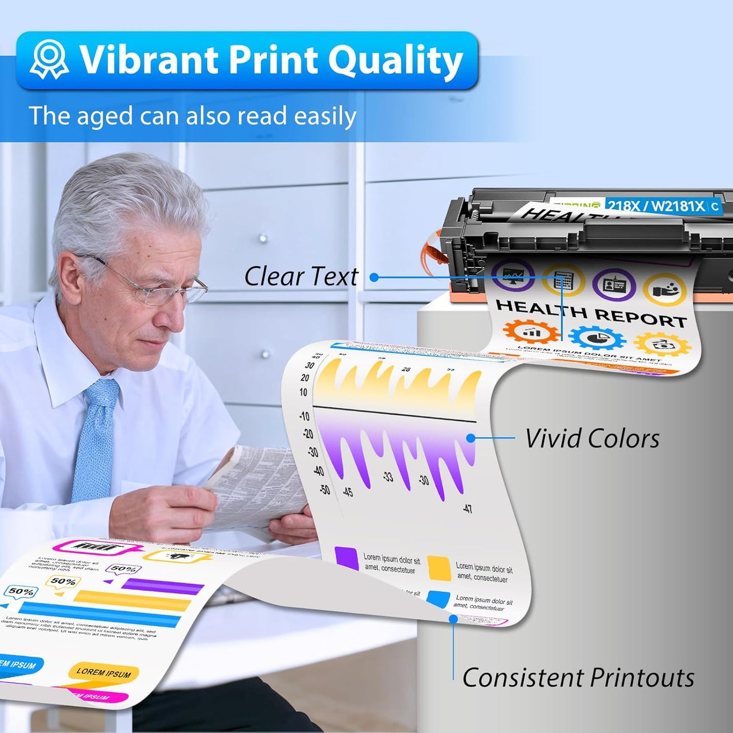218X Toner Cartridges 4 Pack with Chip - 3301fdw Compatible Replacement for HP 218A 218X Color Laserjet Pro MFP 3301fdw 3301sdw 3201dw 3301cdw Printer High Yield W2180A (Black Yellow Magenta Cyan)