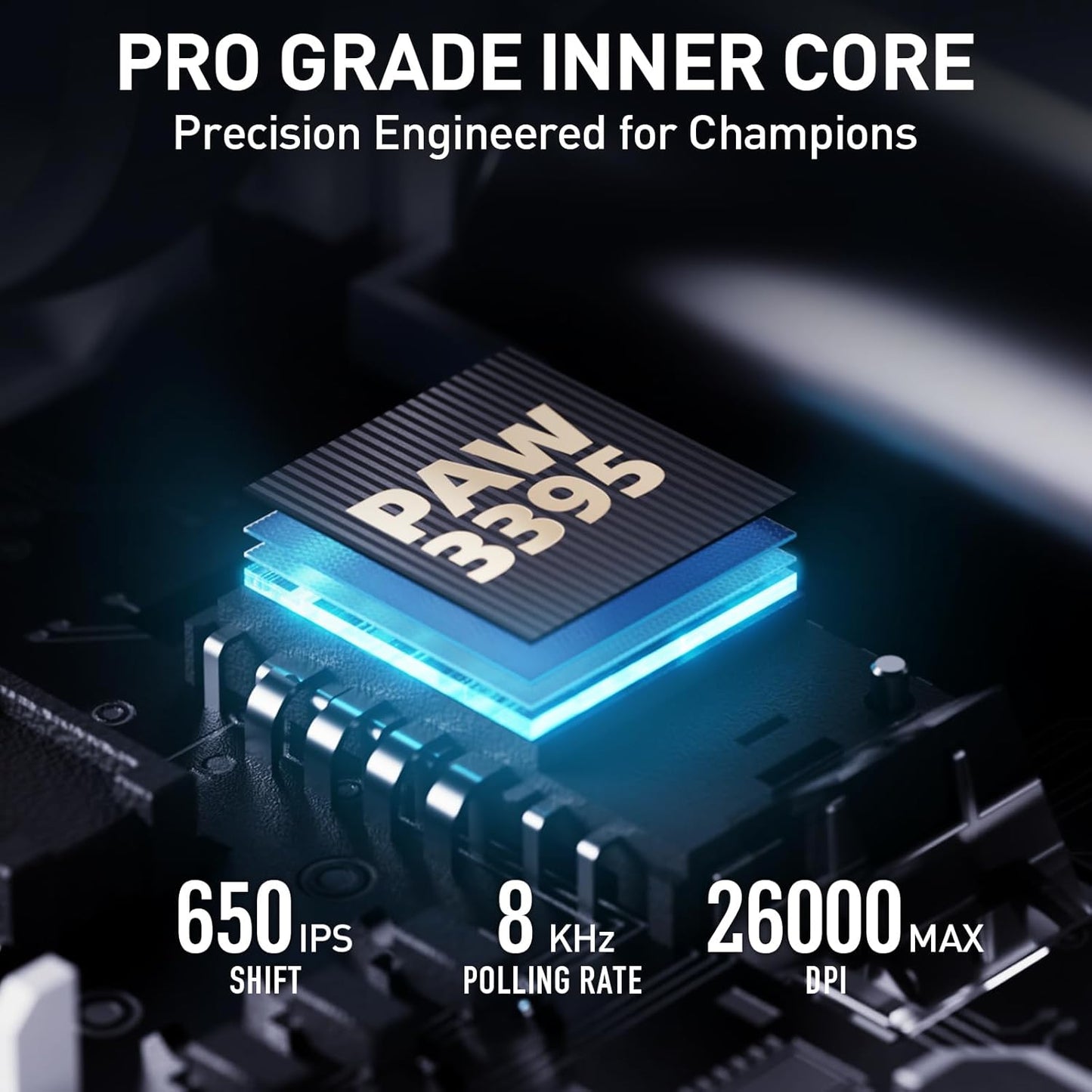 INPHIC IN10P Superlight Wireless Gaming Mouse, 60g, 8K Polling Rate, 26,000 DPI, Tri-Mode, PAW3395 Sensor, Fully Programmable