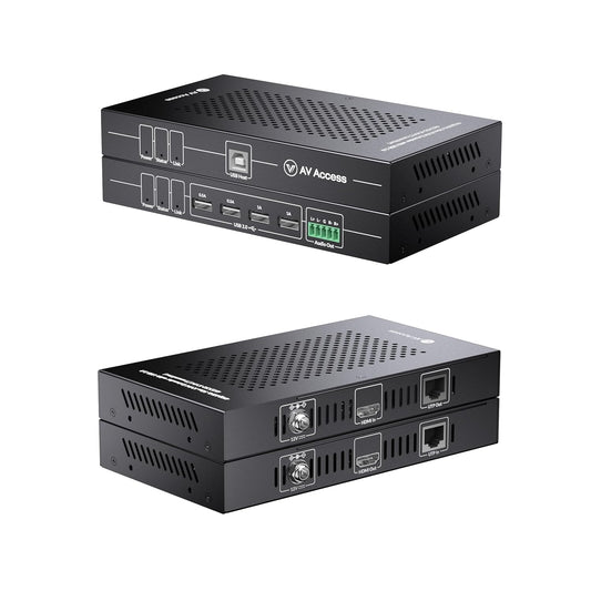 AV Access HDMI USB KVM Extender, 50m/164ft 4K 60Hz Over Cat5e/6/6a/7, Support 2K@144Hz, 1080P@240Hz, 4 Ports USB2.0, HDCP2.2, No Signal Loss and Latency, POC, Independent EDID Management (4KEX50-KVM)