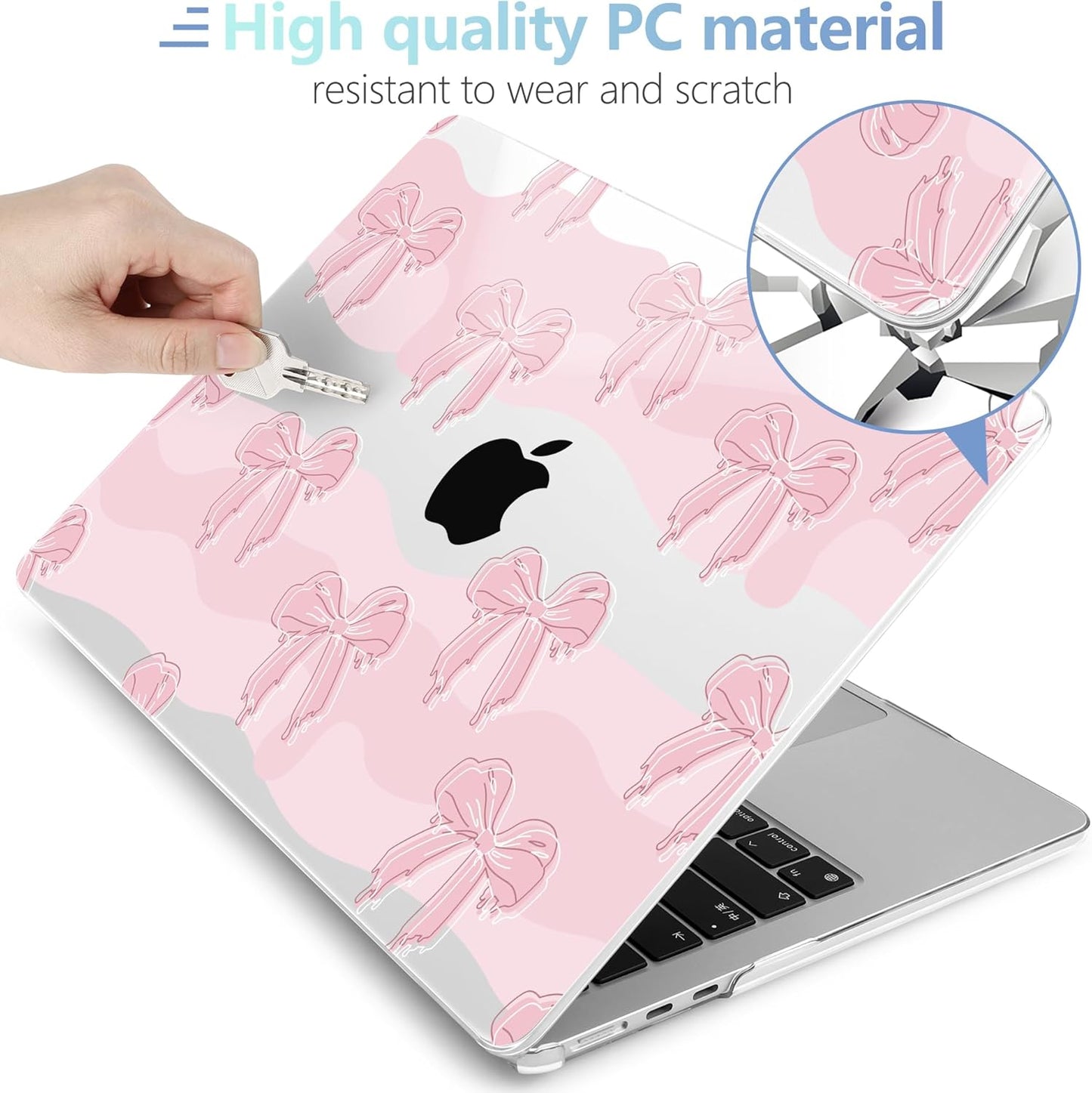 MEEgoodo Case for M4/M3/M2 MacBook Air 13.6 inch Case 2025 2024 2022, Fit Model A3240/A3113/A2681, Laptop Hard Shell with Keyboard Cover Compatible with MacBook Air 13 inch, Melted Bow