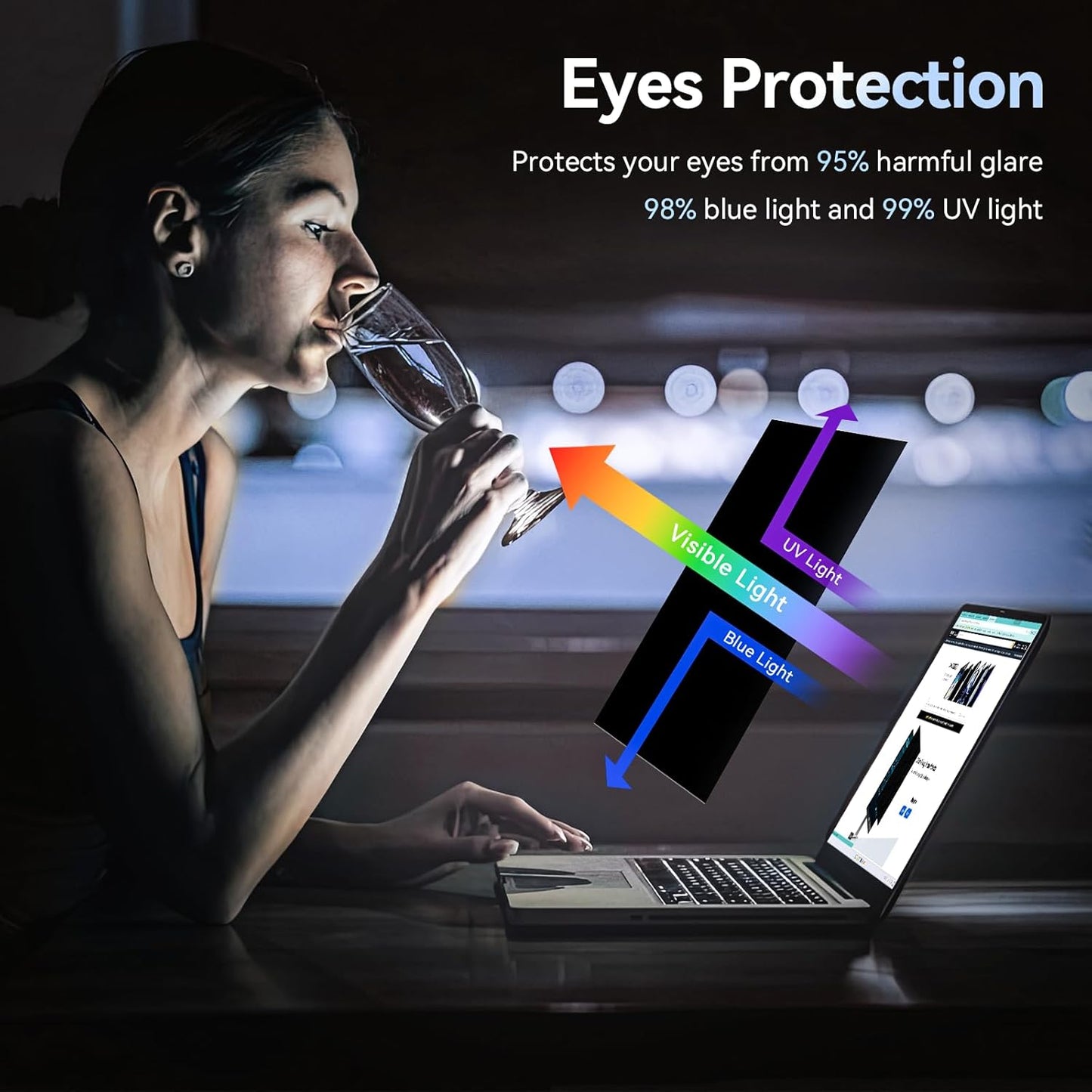 Laptop Privacy Screen 14 Inch Compatible with HP/Dell/Acer/Samsung/Asus/Lenovo/Toshiba,16:10 Aspect Removable Anti Glare Blue Light Filter Protector, 14 in Laptop Privacy Screen Shield