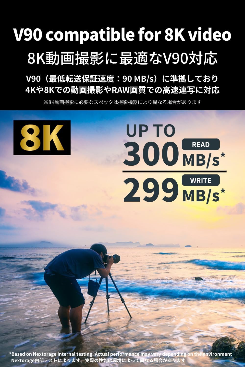 Nextorage 256GB SDXC UHS-II V90 SD Card Japanese Brand pSLC Max. Write Speed 299MB/s Max. Read Speed 300MB/s 4K Recording F2PRO Series 2PX-F2PRO256G SDXC Card for Digital Camera
