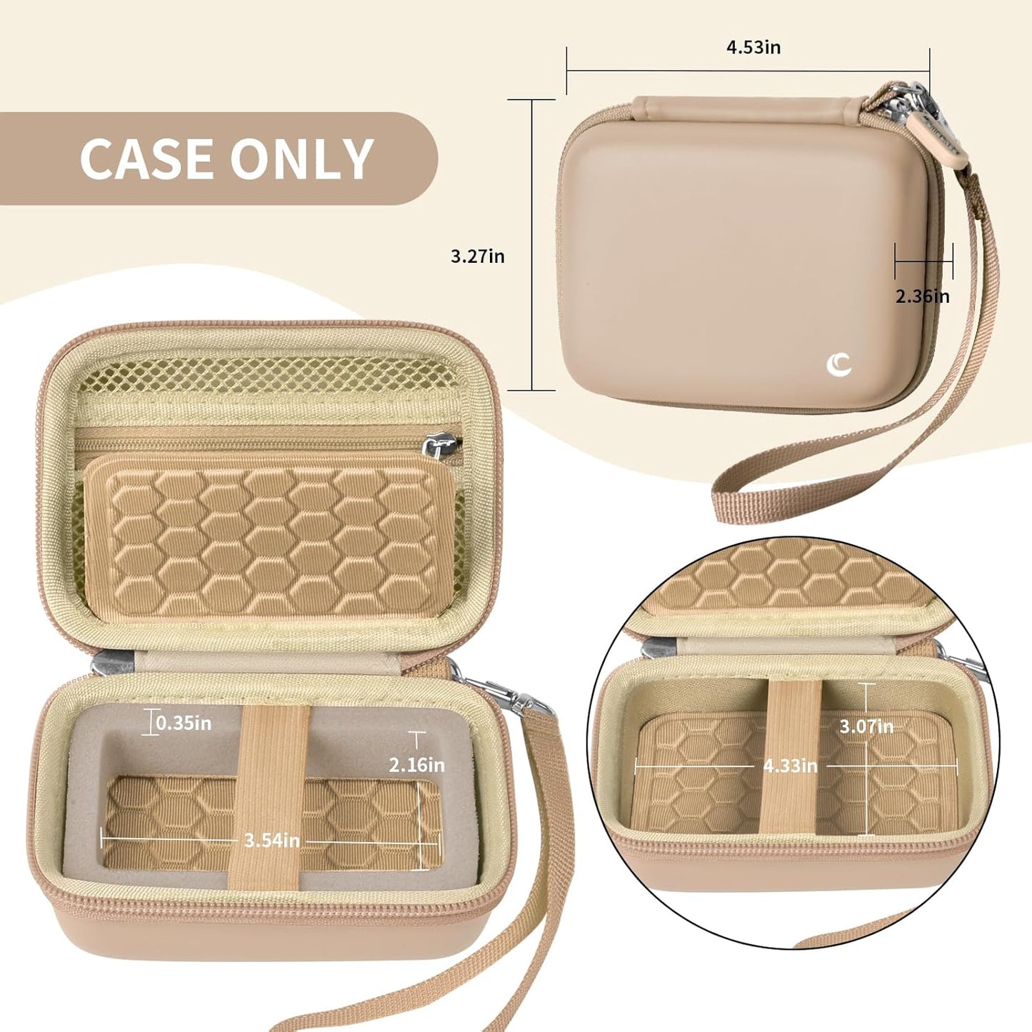 Carrying & Protective Case for Digital Camera, AbergBest 21 Mega Pixels 2.7" LCD Rechargeable HD/Kodak Pixpro/Canon PowerShot ELPH 180/190 / Sony DSCW800 / DSCW830 Cameras for Travel - Beige