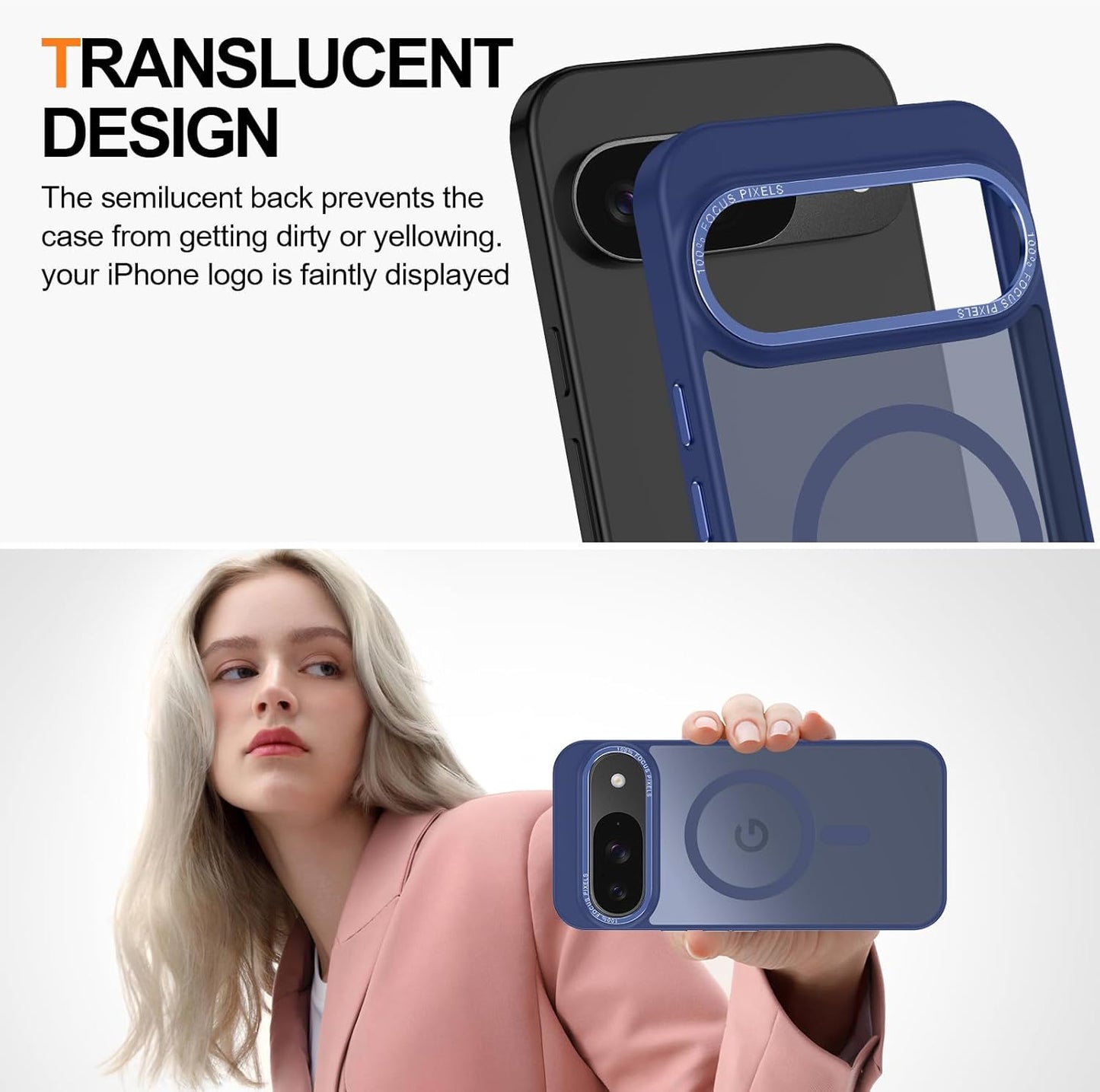 Magnetic for Google Pixel 10/Pixel 10 Pro Case, [Military Grade Drop Protection] [Compatible with MagSafe] Shockproof Slim Translucent Matte Anti-Slip for Women Girls Men Case, Dark Blue