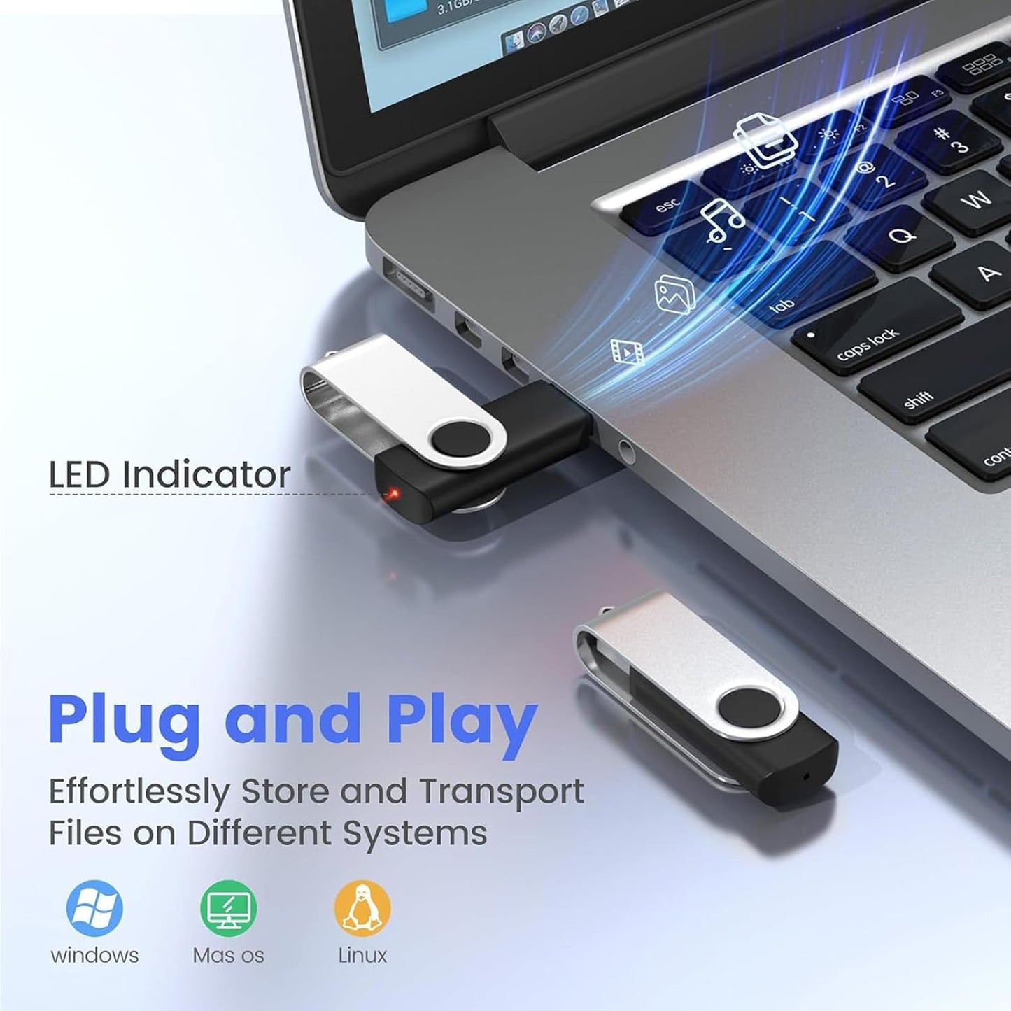 (Not 128GB) ABLAZE 128MB USB Flash Drive 100 Pack, USB 2.0 Thumb Drives Bulk Memory Sticks Pendrives 100PCS (Black)