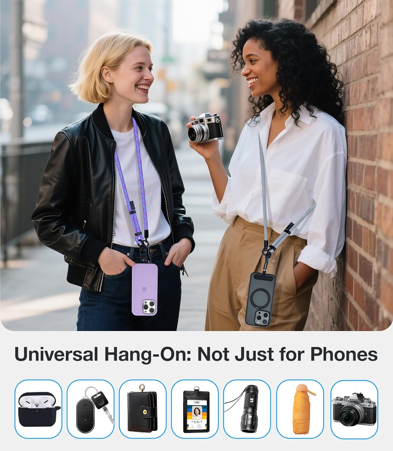Phone Lanyard Crossbody, 3-in-1 Neck Strap& Wrist Strap, Adjustable Anti-Theft Lanyard with 2 Phone Tether Tabs, Universal Cell Phone Strap for iPhone& Android Case, Travel Essential, Teal
