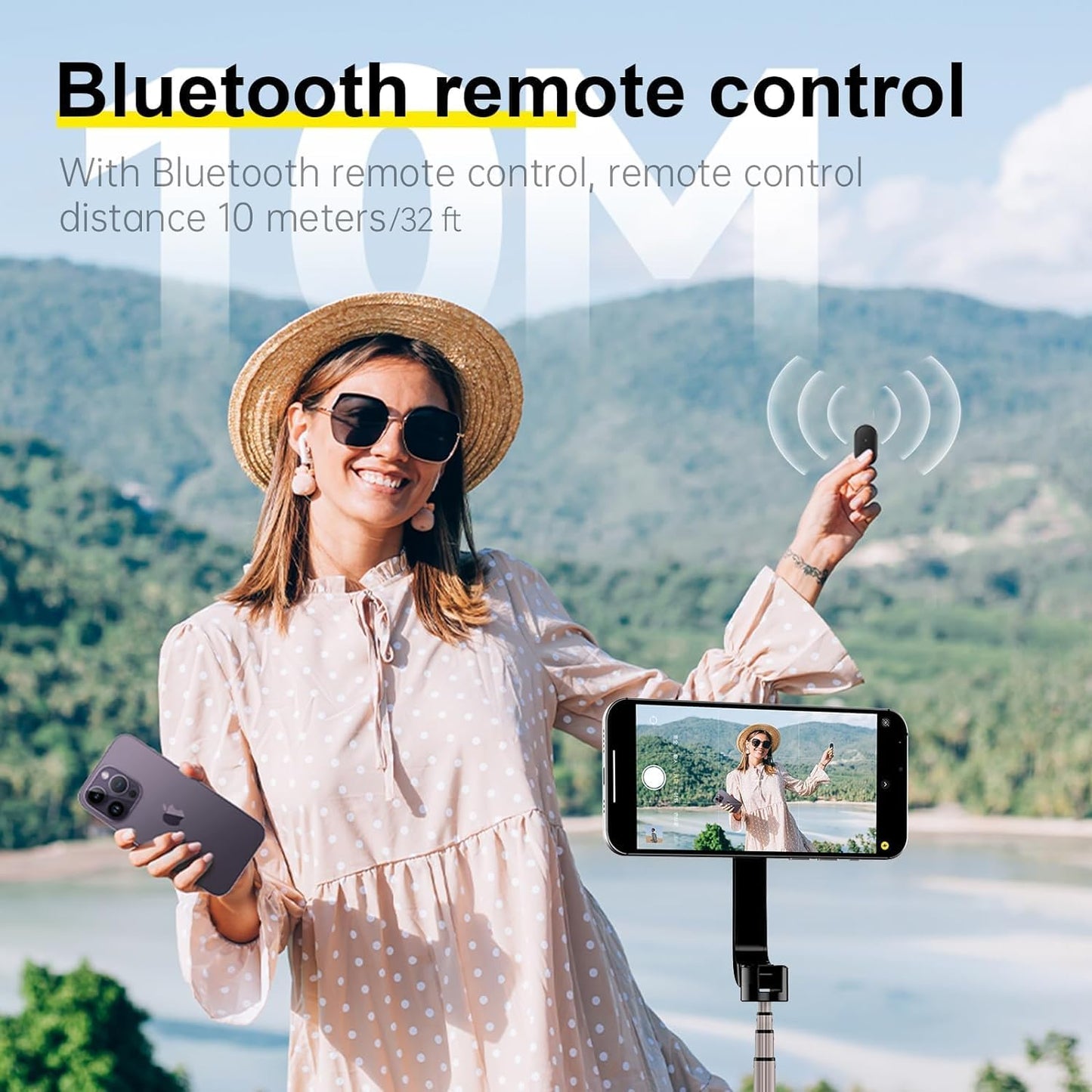 Tripod for iPhone, Selfie Stick for iPhone with Remote, Phone Tripod for Recording,Compatible with All Cell Phone and Camera, A67P-C (52")"