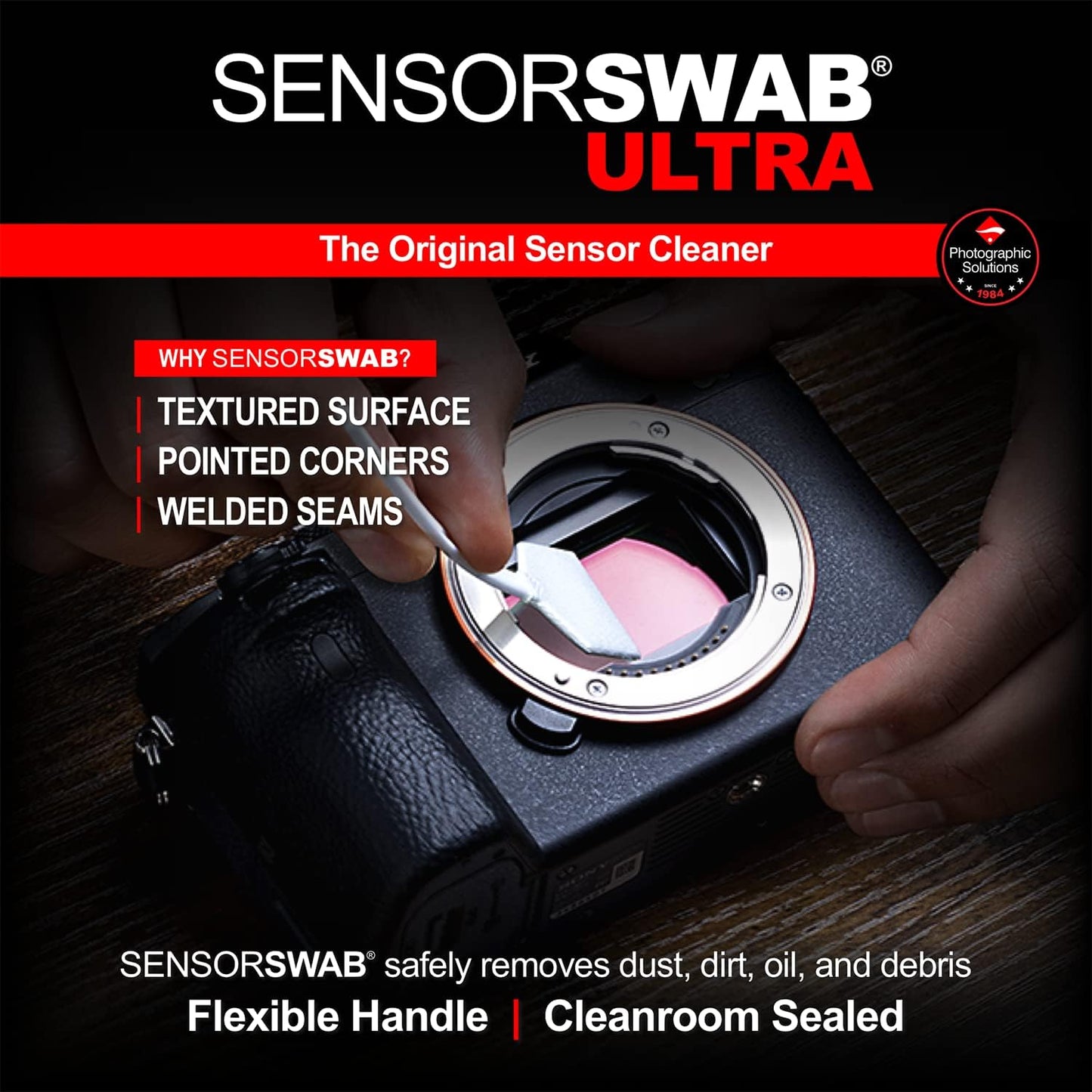 Sensor Cleaning Swab Kit - Eclipse Optic Cleaning Solution (0.5oz/15ml) + Type-3 Sensor Swab Ultra 24mm (Pack of 6) - for Full Frame CMOS and CCD Sensors - Dust & Oil Remover