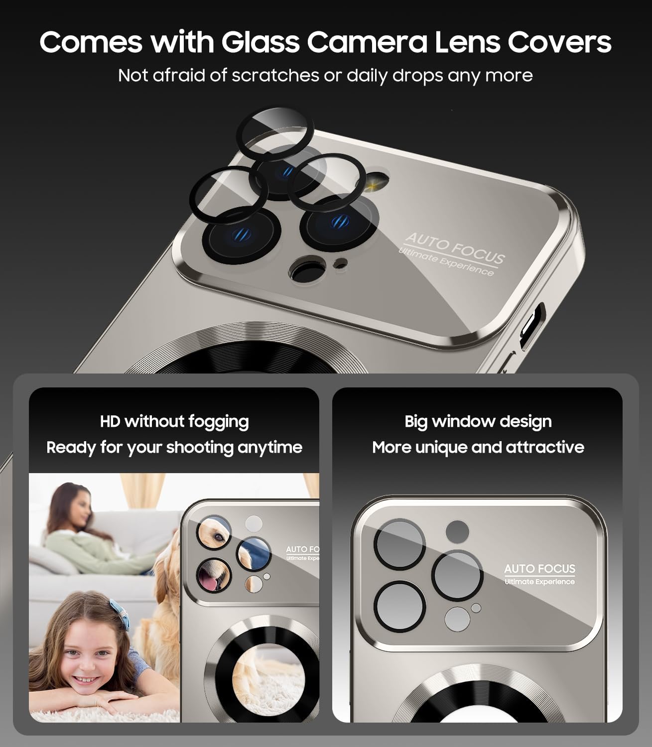 Magnetic for iPhone 12 Pro Case, Compatible with MagSafe, Built-in Camera Lens Protector, Logo View, Military Grade Drop Proof Phone Case Cover, Titanium Gray