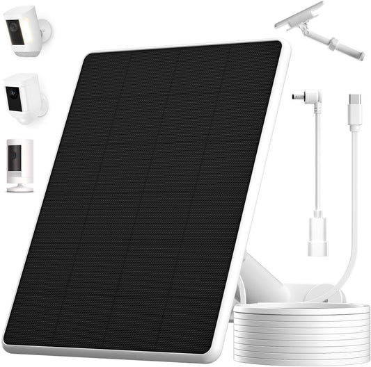 6W Solar Panel for Ring Spotlight Cam Battery & Stick Up Cam Battery, High-Efficiency Solar Charger with 360° Adjustable Retractable Bracket & 10ft Cable