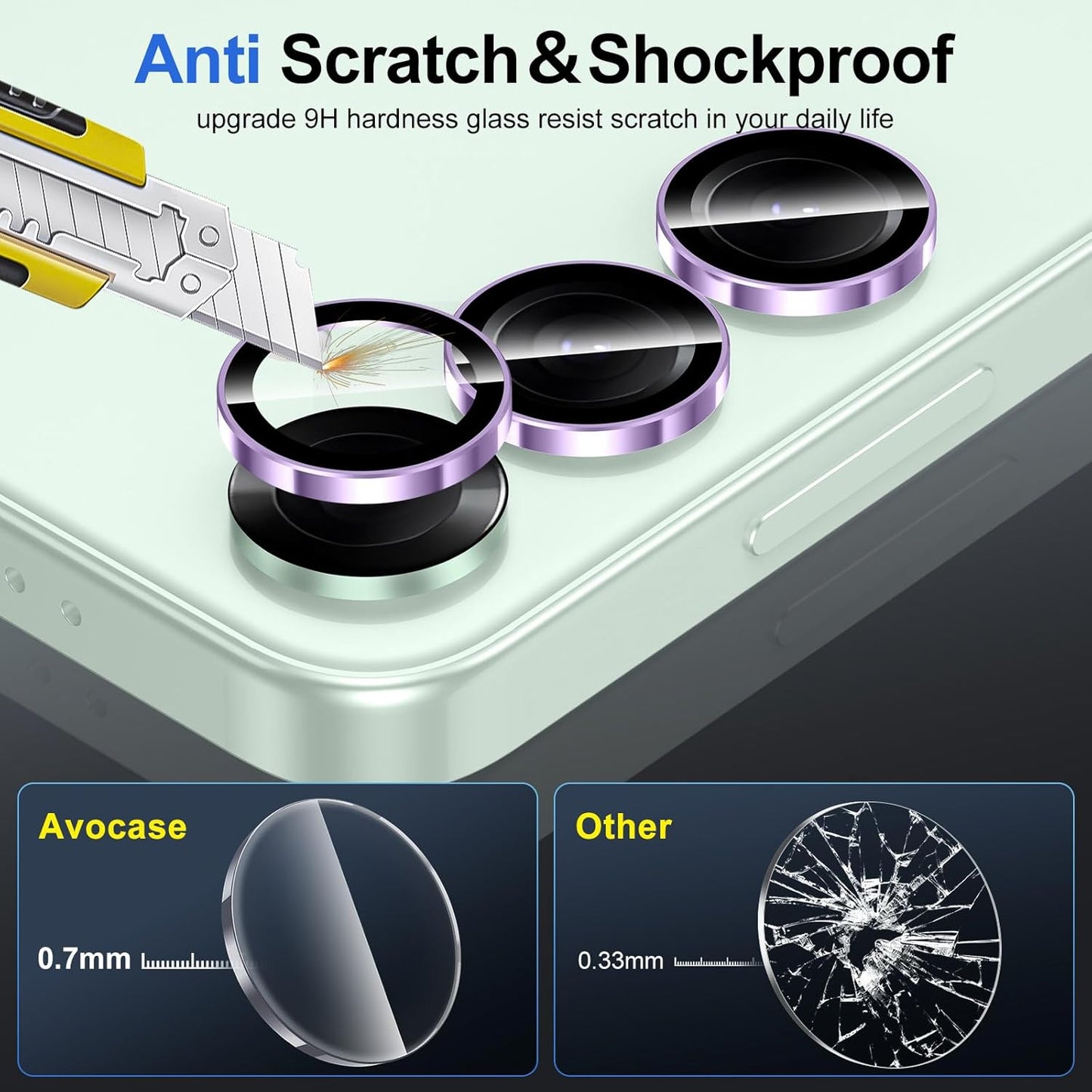 for Samsung Galaxy S25 Plus Camera Lens Protector, Individual Metal Ring Tempered Glass Lens Cover, [Strong Adsorption] Scratch Resistant Ultra-Thin HD Clear Lens Cover, 1 Set-Purple Ring