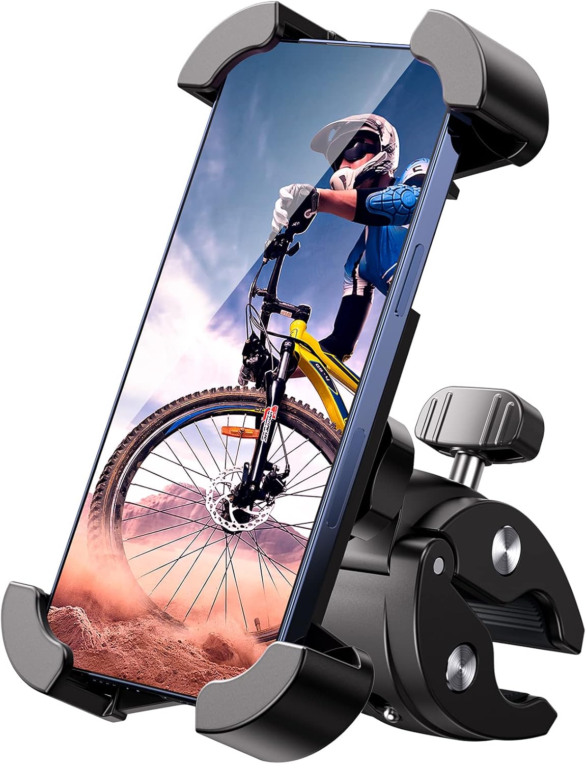 Universal Bike Phone Mount,Motorcycle Phone Holder-Sturdy and Secure,One-Hand Operation,360°Rotation,Security Lock,Compatible for All iPhone Series and Other 4.7"- 6.8"" Cellphone."