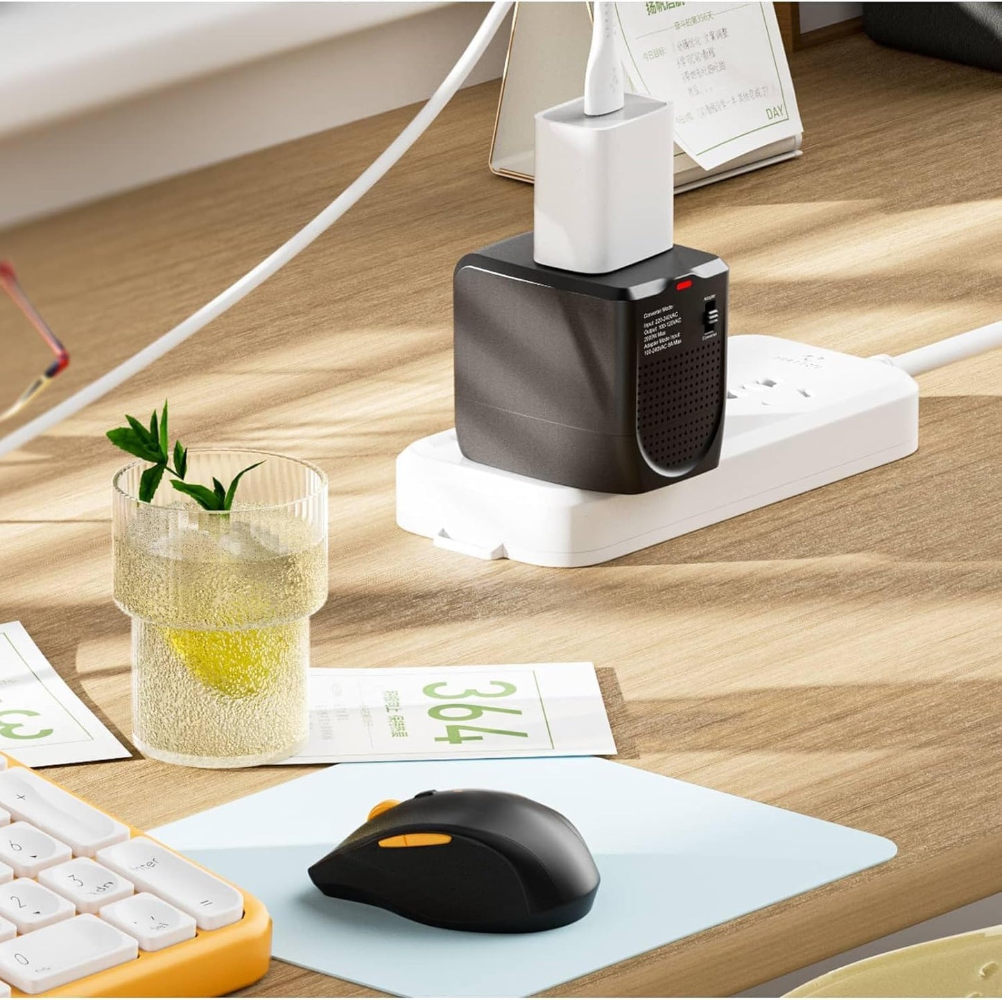 International Travel Adapter Voltage Converter Steps Down 220V to 110V for Cell Phones, Laptops, and Curling Irons, US to UK, Europe, Australia, and More Than 200 Countries