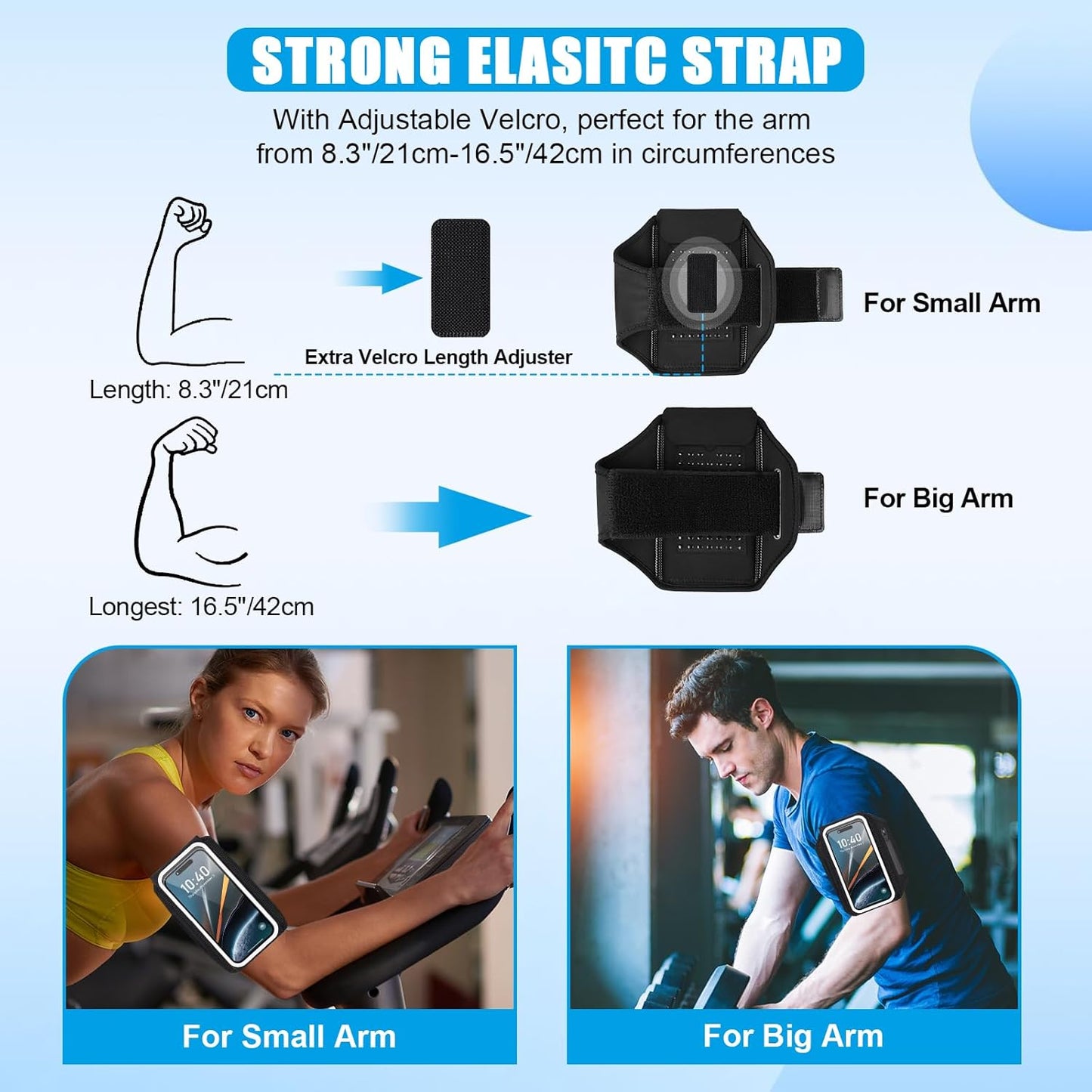 Running Phone Armband with Earphone Holder - 3D Design Cell Phone Armband for iPhone 15/14/13 Pro/Plus & Galaxy S20/S10, Water Resistant Sports Phone Holder with Key Slot for 6.9" Device"