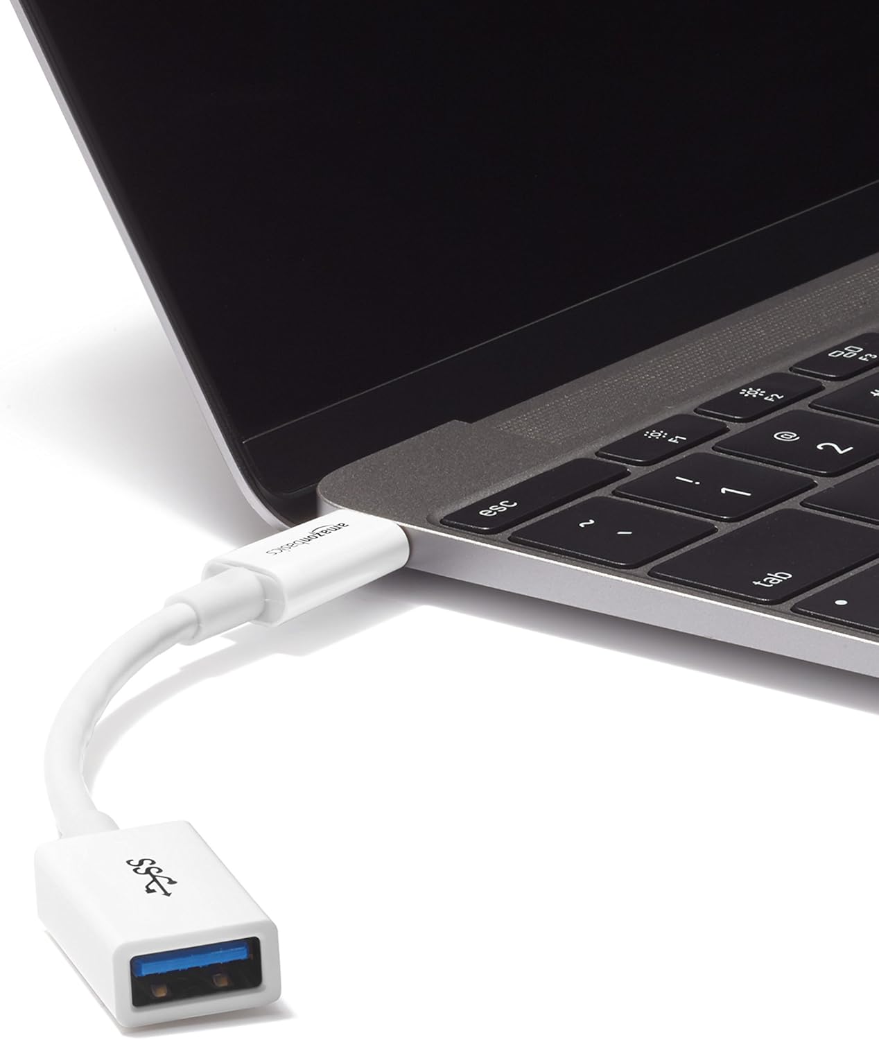 Amazon Basics USB-C to USB-A 3.1 Gen1 Female Adapter Cable Converter, 5Gbps High-Speed, USB-IF Certified, for Laptops, Tablets, Phones (iPhone 16/15), White