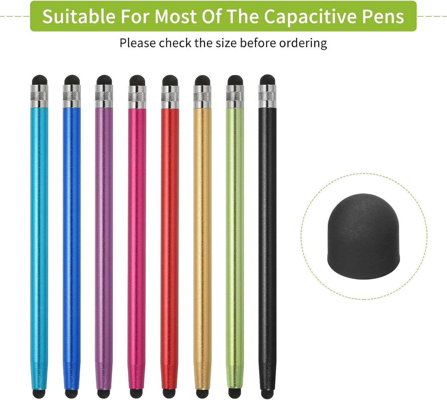 MECCANIXITY 40Pcs Replacement Stylus Pen Tips 8mm Conductive Capacitive Touch Screen Pens Tips Silicone Rubber, Black