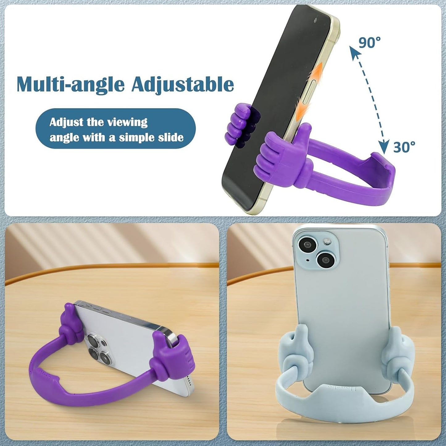 Honsky Thumbs up Cell Phone Stand,Stocking Stuffers Idea,Ok Stand Tablet Stand Cradle for Desk,Smartphone Cellphone Mobile Phone Tablets - Universal Adjustable Flexible - Light Yellow