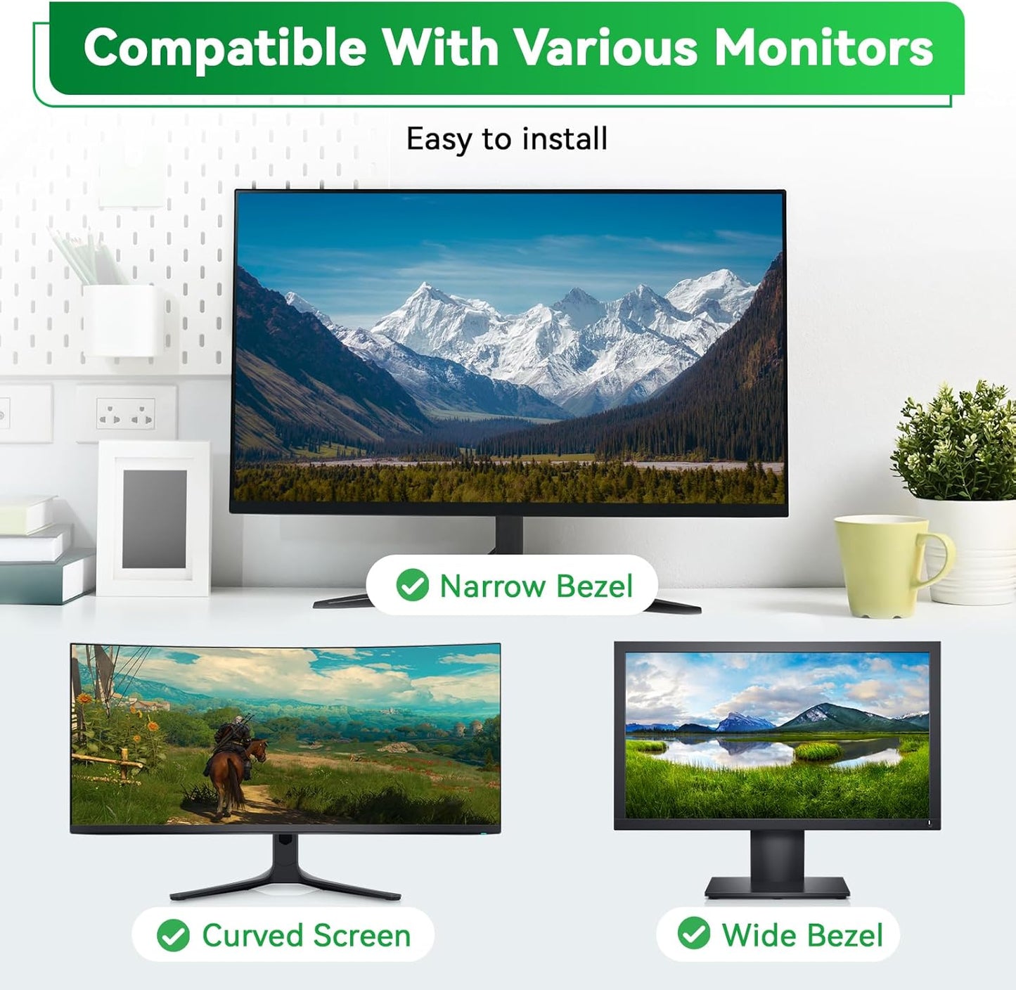 [2 Pack] Magnetic 24 Inch Computer Anti Blue Light Screen Protector for 16:9 Aspect Ratio Widescreen Monitor, Hanging Eye Protection Anti-Glare Light Screen Protector, Removable 24 in Protective Film