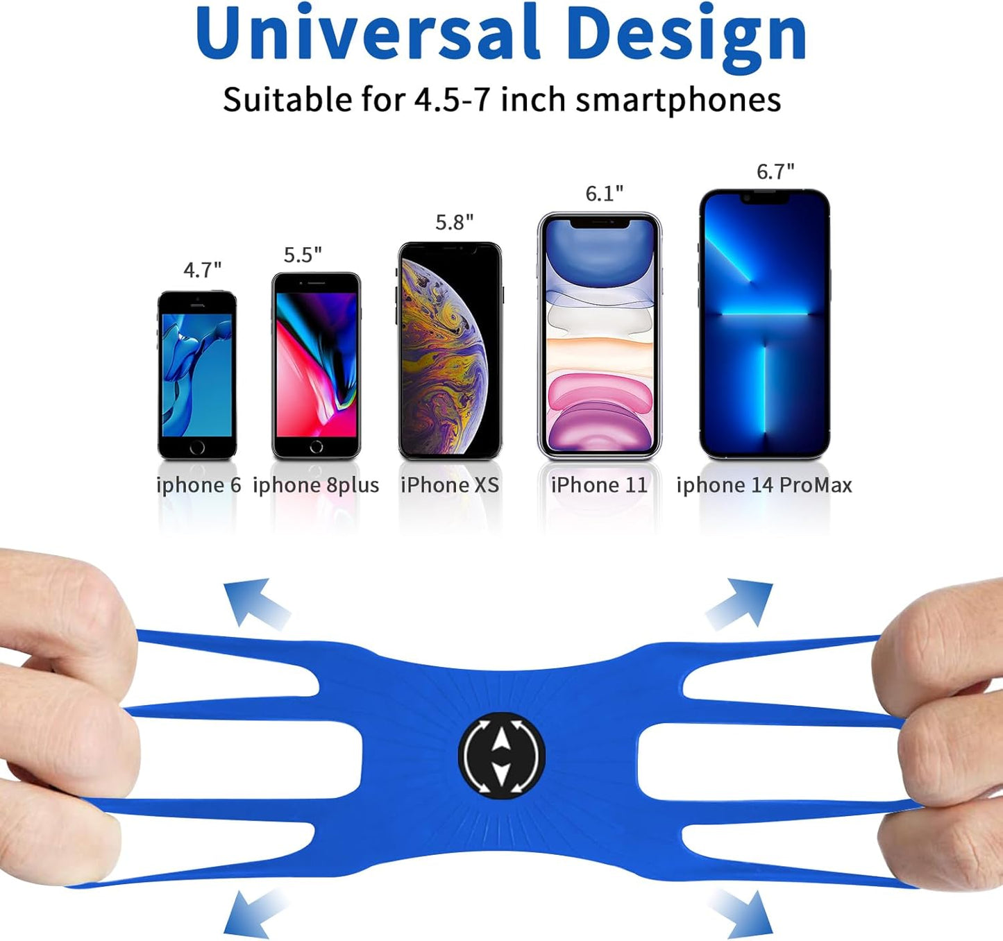 3in1 Phone Holder for Running,Arm Band/Wrist Holder/Bike Mount,Phone Armbands 360° Rotation & Detachable Fit All 4.5-7" Cellphone for iPhone 16/15/Pro/ProMax/14/13/12/mini/Pro Max/XS/XR"
