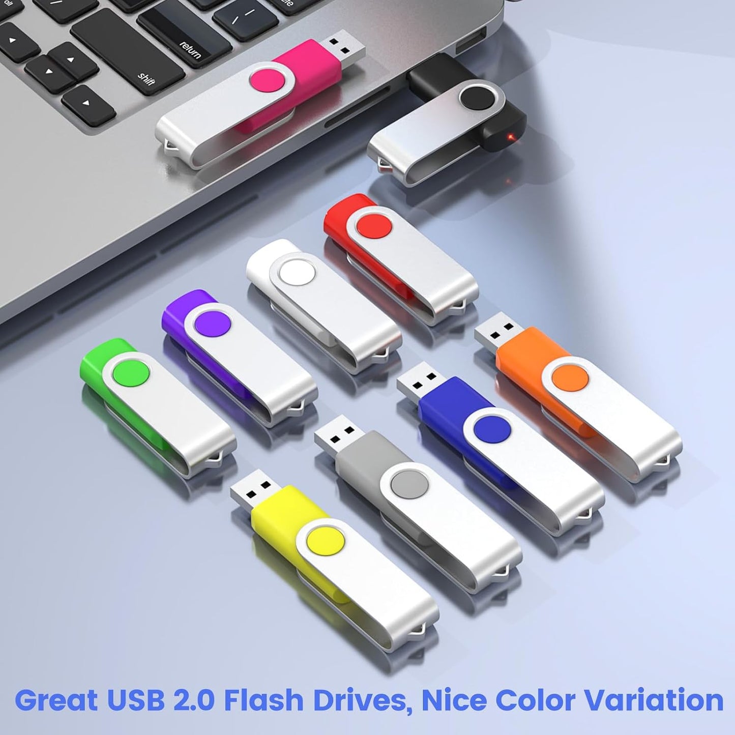 ABLAZE 512MB Flash Drives 500 Pack, USB 2.0 Thumb Drives Bulk Swivel Memory Stick Bulk USB 500 Pack Pendrives 512MB (Mixcolors)