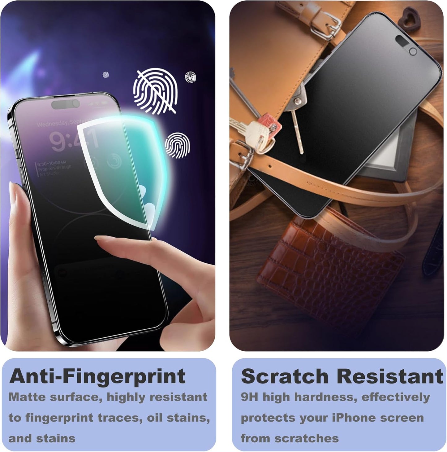 Matte Privacy Screen Protector for iPhone 15ProMax Screen Protector Anti-Glare, Anti-Spy Tempered Glass Film, Smooth and Responsive Touch Anti-Scratch Glass
