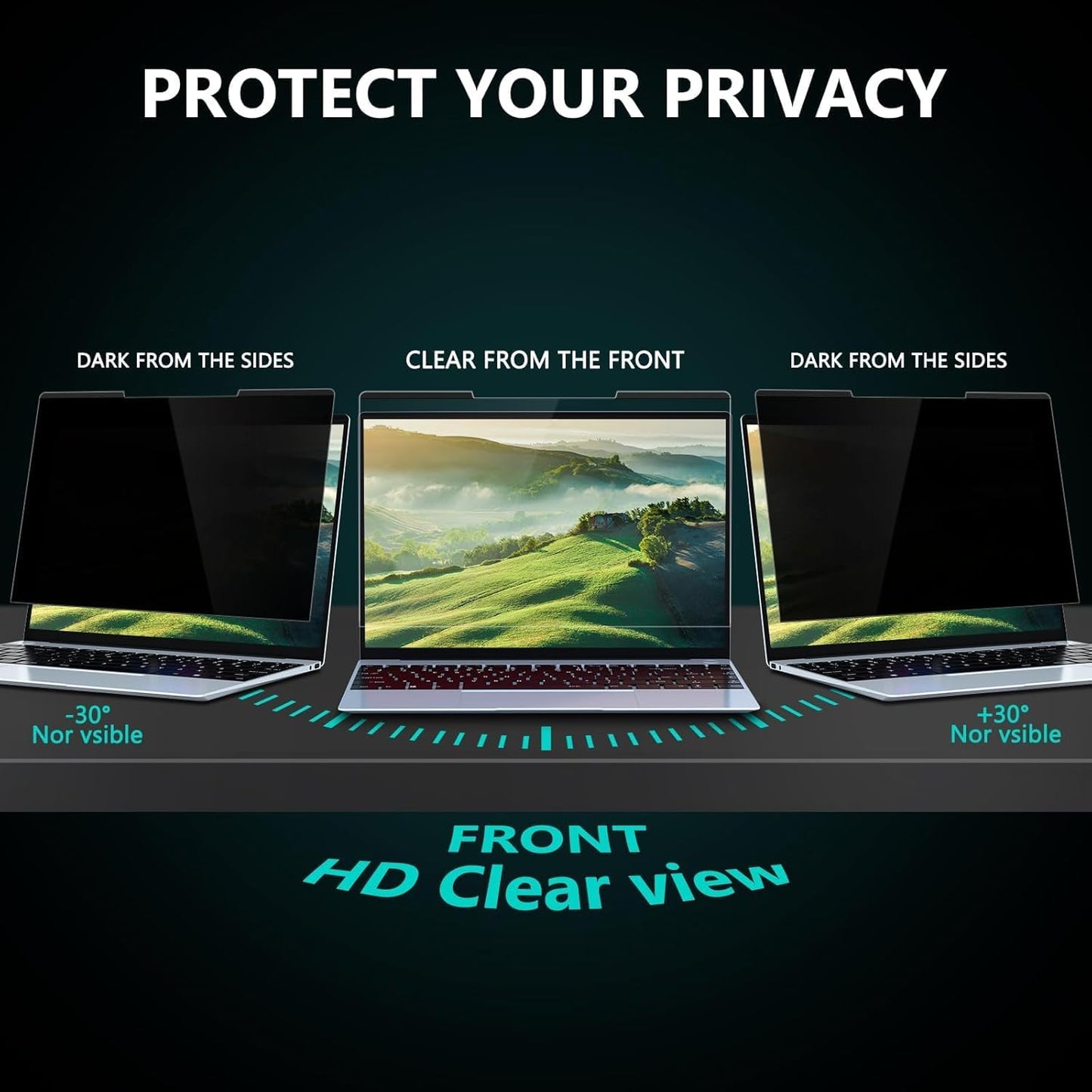 FILMEXT Magnetic Laptop privacy screen 14 inch for 16:9 Widedisplay, Removable Laptop Privacy Screen Shield Anti Glare Blue Light Filter for HP/Dell/Acer/Lenovo/Asus