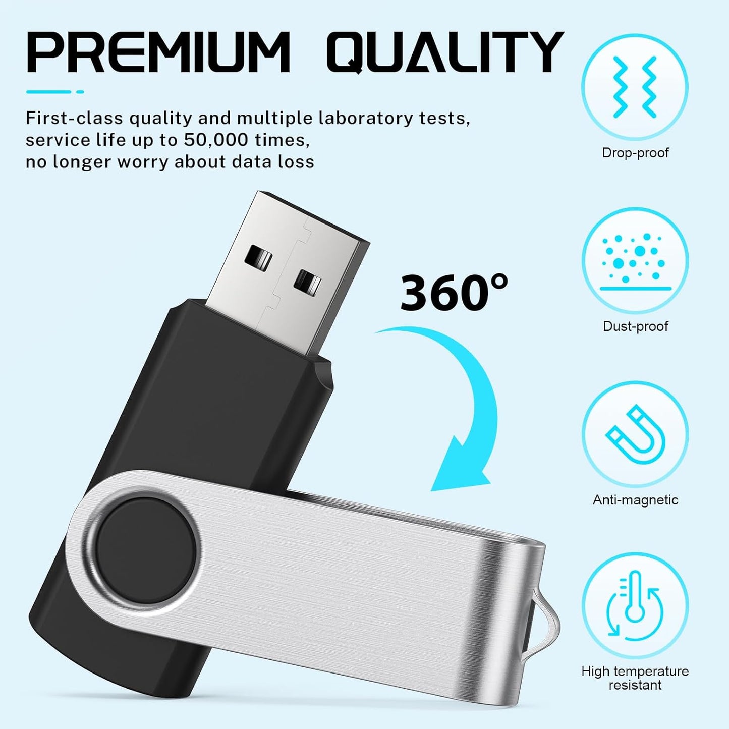 FEBNISCTE 16GB Flash Drive, Jump Drive 10 Pack, Memoria USB 2.0 Multi-Coloured, USB Thumb Drive 16gb Swivel mit 10 Cords Jump Drive with LED Light for Data Storage/Transfer