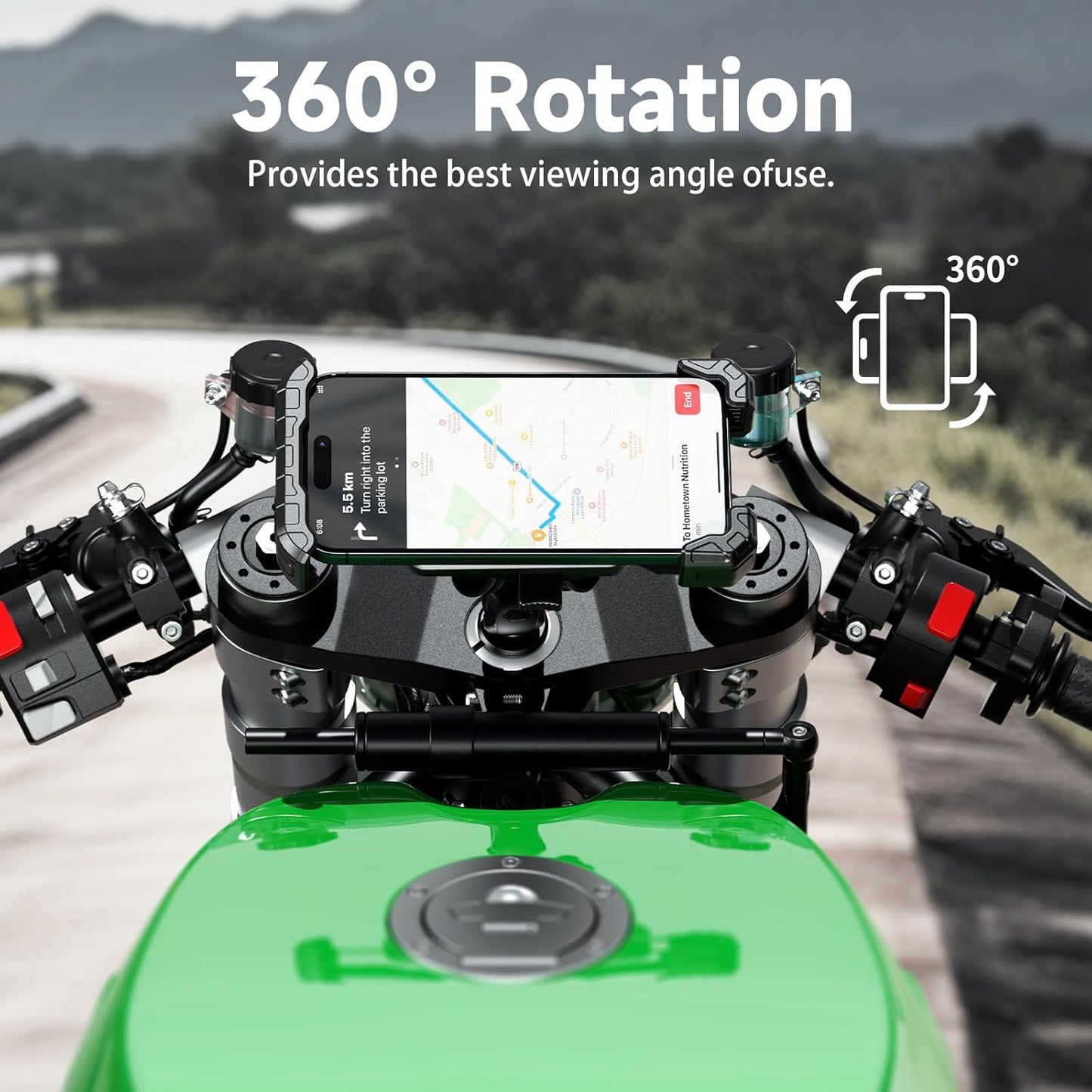 Kewig Motorcycle Fork Stem Phone Mount Holer with Vibration Dampener, [No Scratches Camera] Anti-Theft Motorcycle Cell Phone Holder, Fits for Fork Stem Tubes 12-25.4mm in Diameter, for 5.5-7.2" Phone"