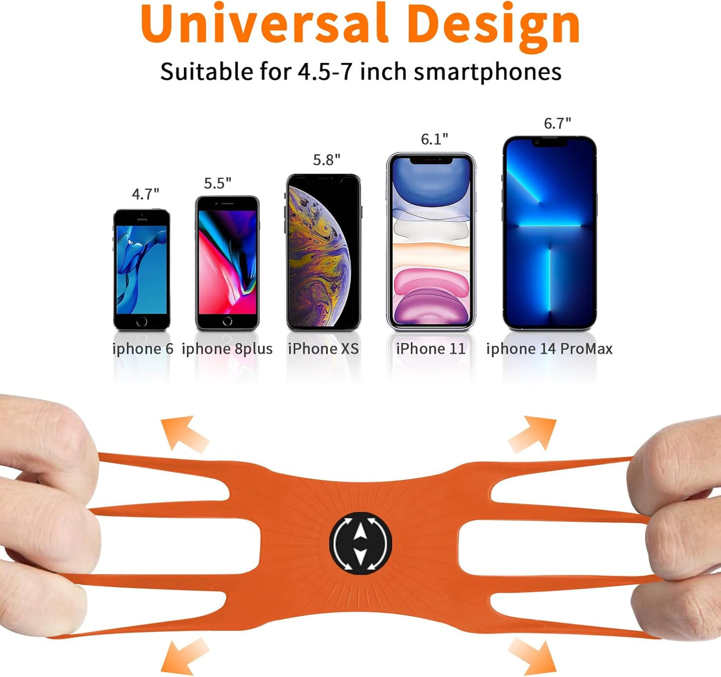 3in1 Phone Holder for Running,Arm Band/Wrist Holder/Bike Mount,Phone Armbands 360° Rotation & Detachable Fit All 4.5-7" Cellphone for iPhone 16/15/Pro/ProMax/14/13/12/mini/Pro Max/XS/XR"