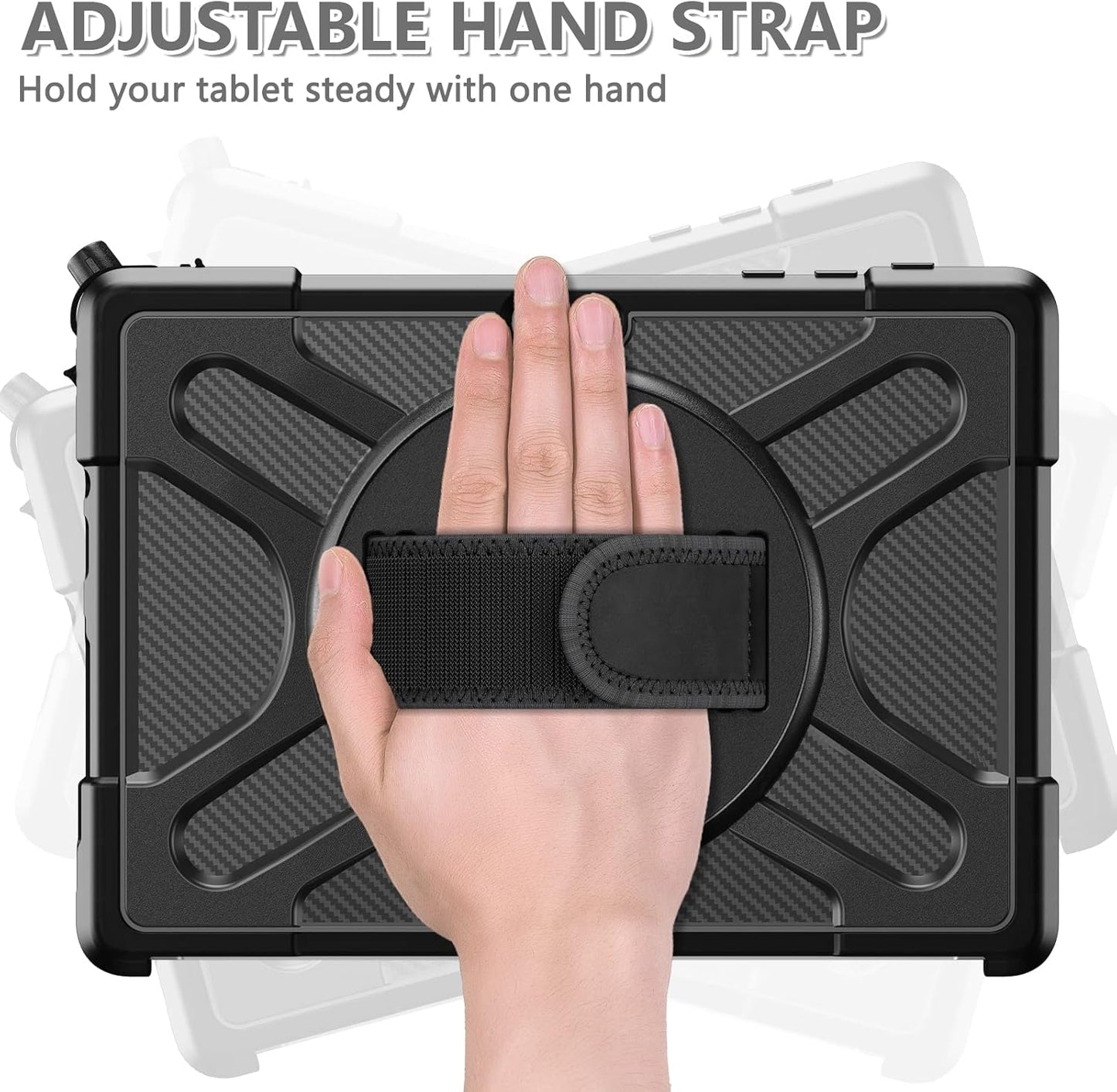 ZenRich Rugged Case with Keyboard for Surface Go 4/3/2/1, Bluetooth Keyboard Case for Microsoft Surface Go 4/3/2/1 with 360° Rotating Hand Strap & Stand