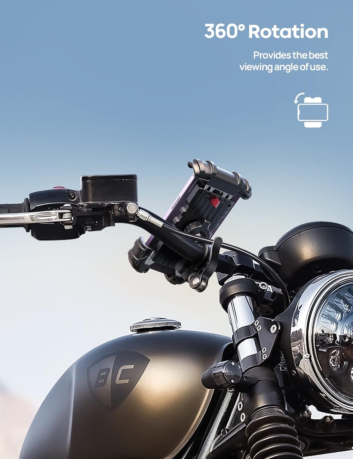 Lamicall Bike Phone Holder, Motorcycle Mount - Motorcycle Phone Holder, Handlebar Cell Phone Clamp, Scooter Phone Clip for iPhone 16 Pro Max/Plus, 15 Pro Max, S10, S20, More 4.7" to 6.8"" Smartphones"