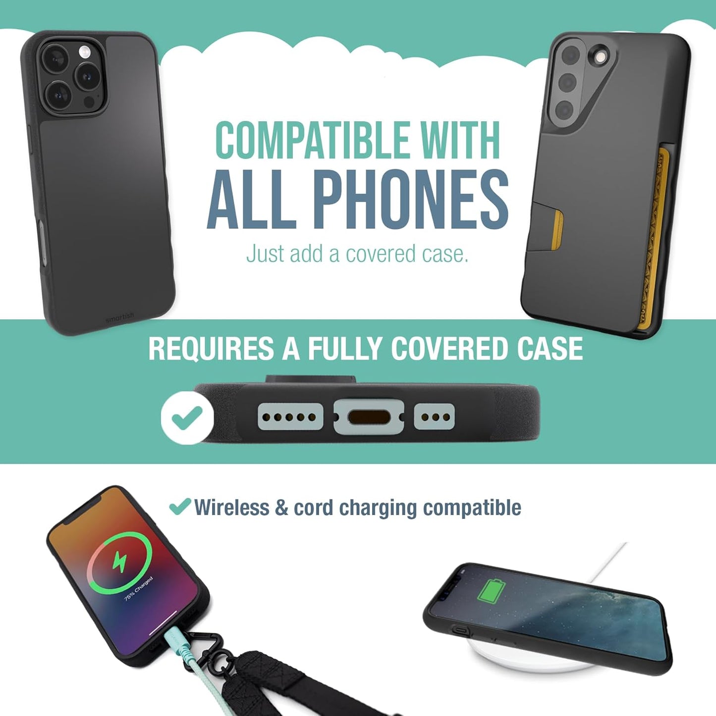 Smartish Phone Lanyard - Case Clinger - Universal iPhone Holder w/Detachable Crossbody Shoulder Neck Strap w/Storage Loops, Fidlock, Insert for Phone Cases iPhone, Galaxy, Pixel- Mauve It or Lose It