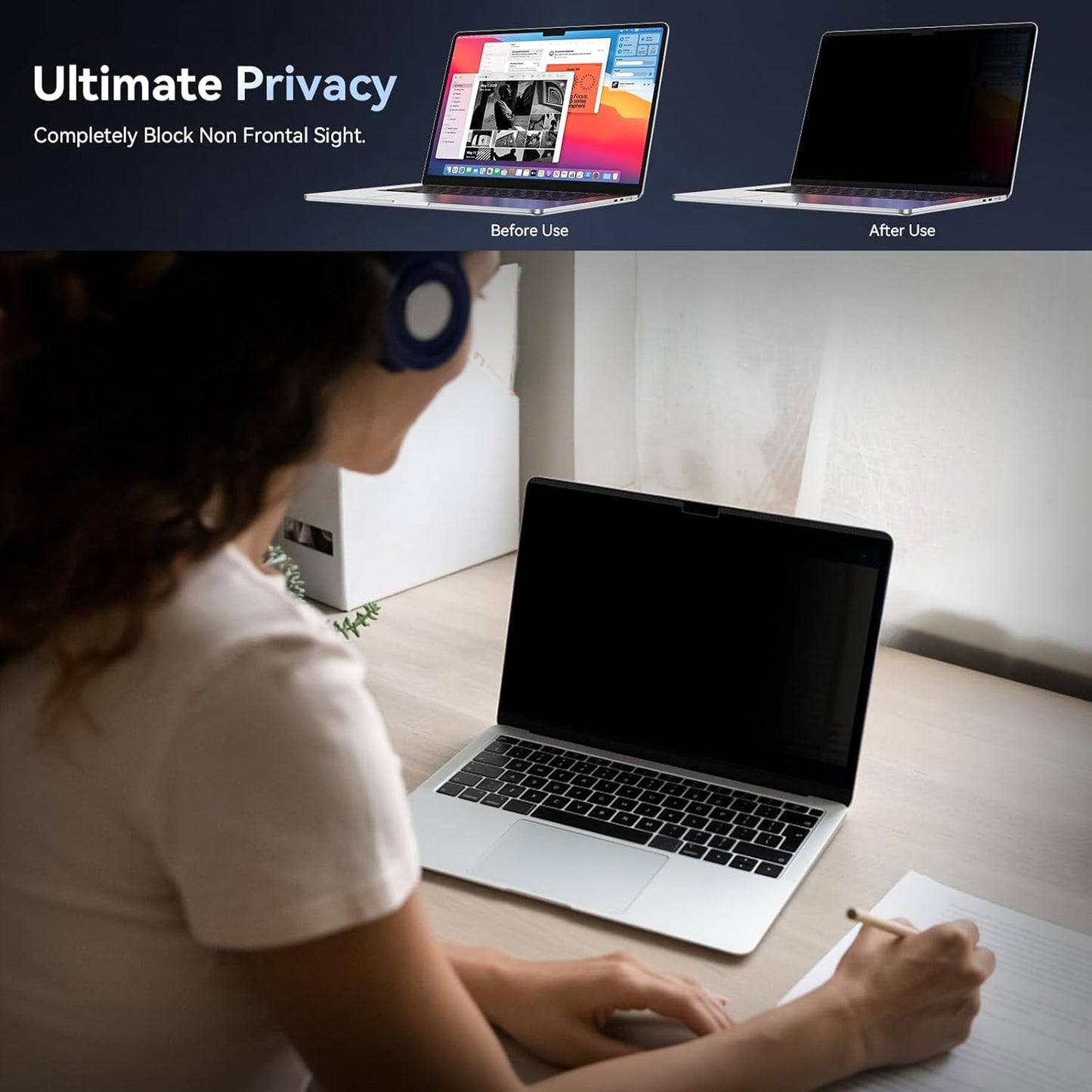 Magnetic Privacy Screen Protector Compatible with MacBook Air M2 13.6 Inch (2022 Release), Removable Anti Spy Blue Light Glare Shield Film Laptop Privacy Filter for Apple Mac Air 13" M2 (A2681)"