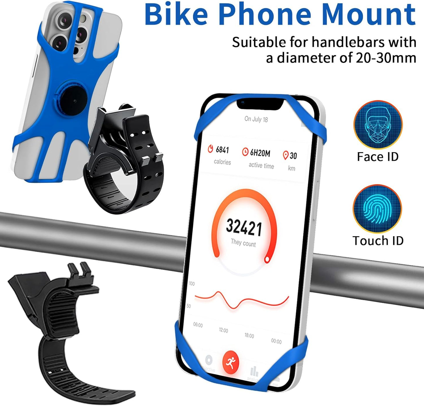 3in1 Phone Holder for Running,Arm Band/Wrist Holder/Bike Mount,Phone Armbands 360° Rotation & Detachable Fit All 4.5-7" Cellphone for iPhone 16/15/Pro/ProMax/14/13/12/mini/Pro Max/XS/XR"