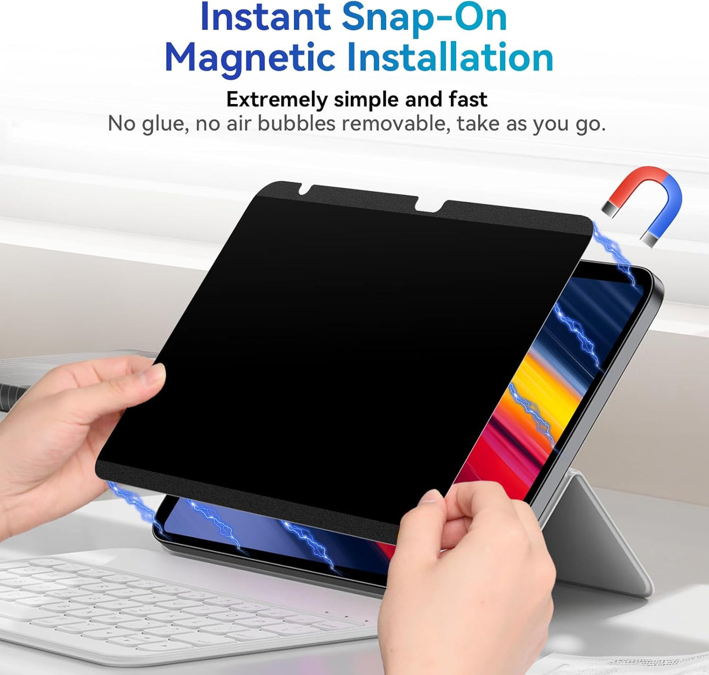 Magnetic Privacy Filter Compatible with iPad Air 6th 11 Inch 2024, Removable Anti Glare Blue Light Privacy Screen Privacy Screen Privacy Screen