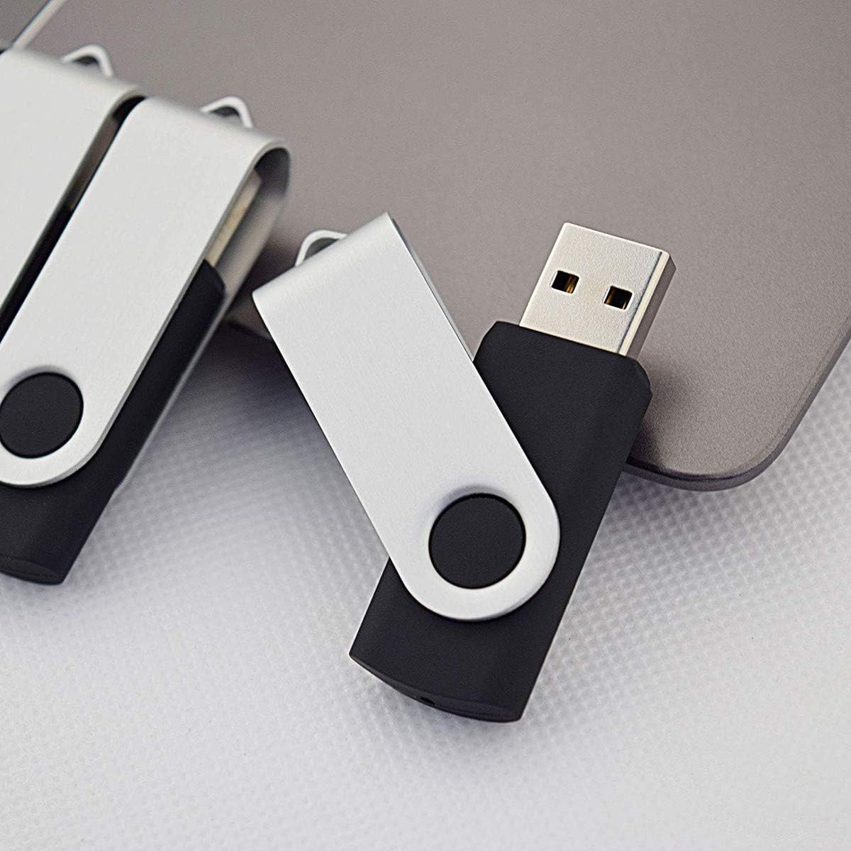 Aiibe 4GB Flash Drive 20 Pack USB Flash Drives Bulk USB 2.0 Thumb Drives Zip Drive Fold Stoage Memory Stick Jump Drives 4GB with LED Status Light (4G, 20 Pack, Black)
