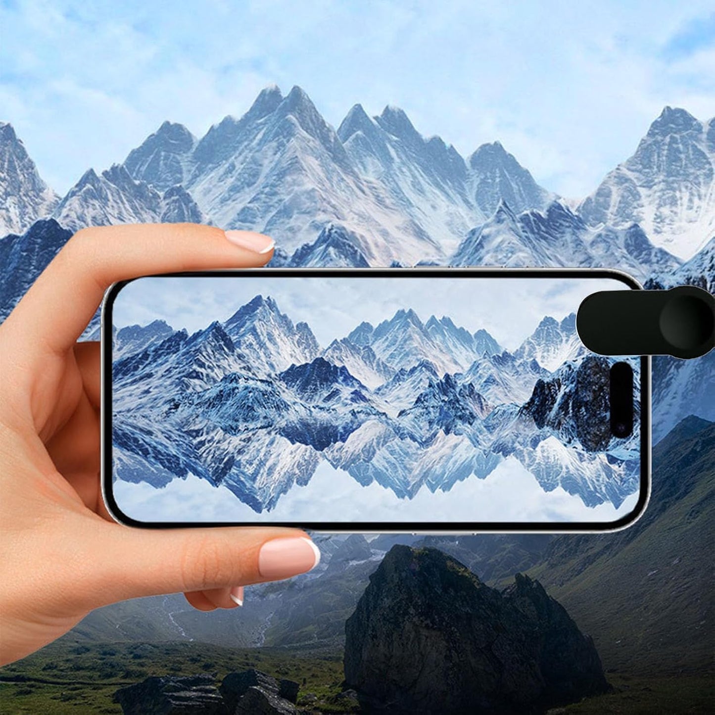 Smartphone Camera Mirror Reflection Clip Kit, Adjustable HD Glass Mirror Effect Lens for Creative Photography, Vertical & Horizontal Phone Selfie Reflector, Portable Photography Accessory (2PCS-White)