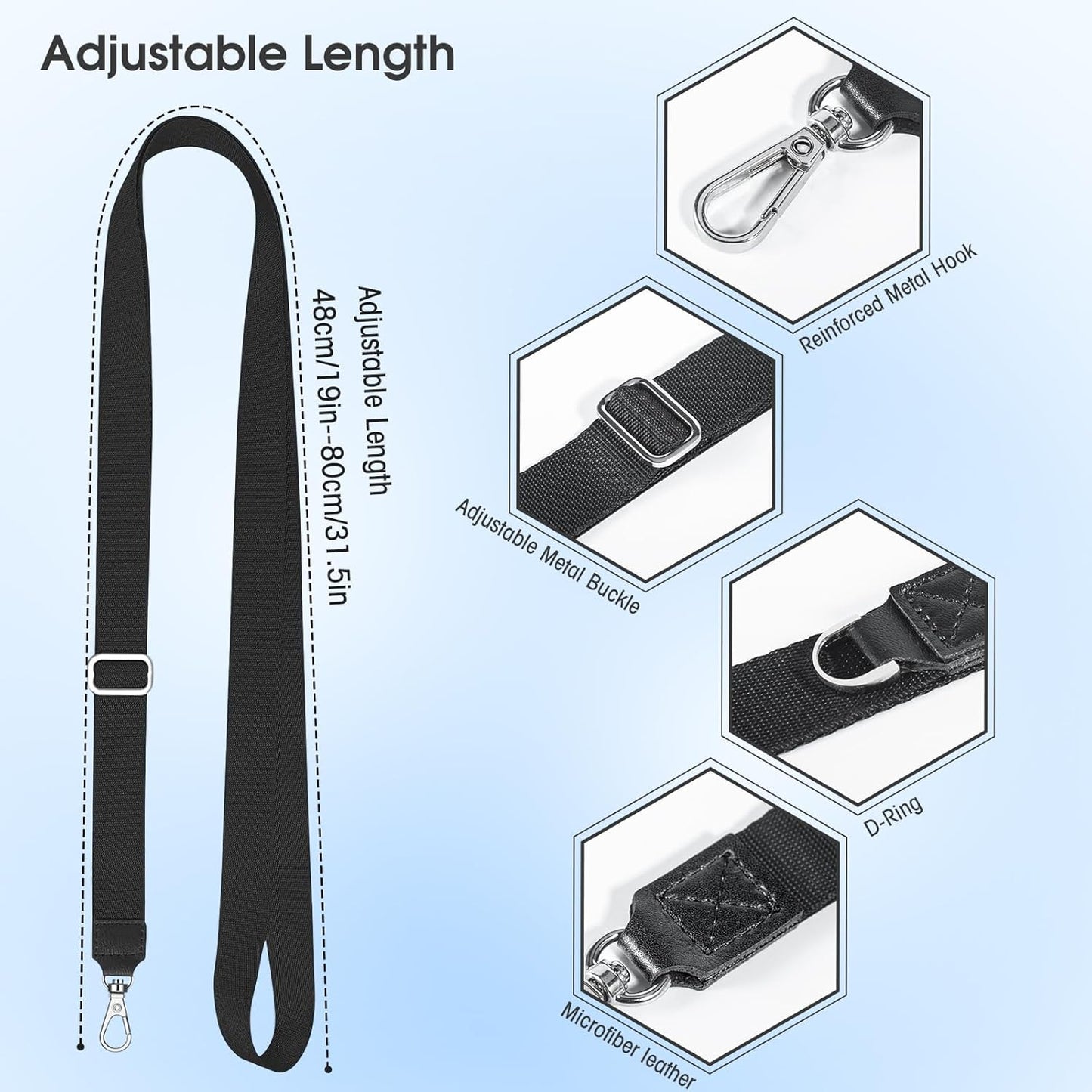 Phone Lanyard 2 Pack, Adjustable Cell Phone Multifuctional Patch Lanyards,Compatible with Most Smartphones and Wallets Keys ID Badges Travel Essentials (Black+Gray)(Lanyard Letter Sign H)