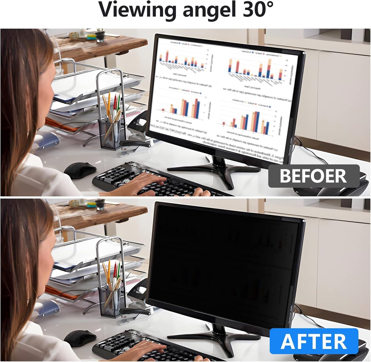 [5 Pack] 23.8 Inch Computer Privacy Screen Protector for 16:9 Widescreen Monitors-Anti-Glare & Blue Light Filter,Anti-Spy Film,Reduces Eye Strain (Fits Most Desktop Screens)