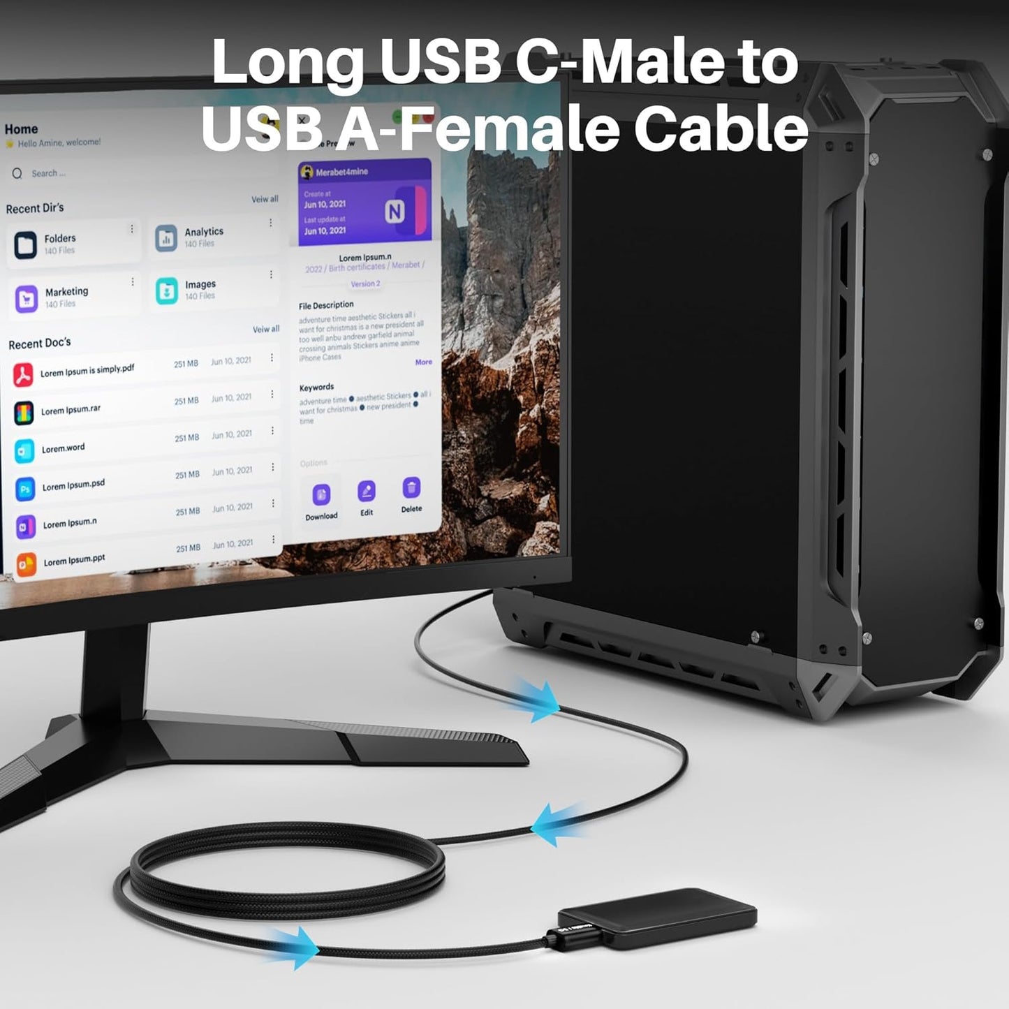 USB C to USB Female Cable 3FT, Type-C Male to USB A 3.1 Female OTG Cable, 5Gbps Data Transfer, Compatible with MacBook Pro/Air, iPhone 16 Pro Max/16 Plus/16/15 Series, Galaxy S24/S23/S22/S21 and More