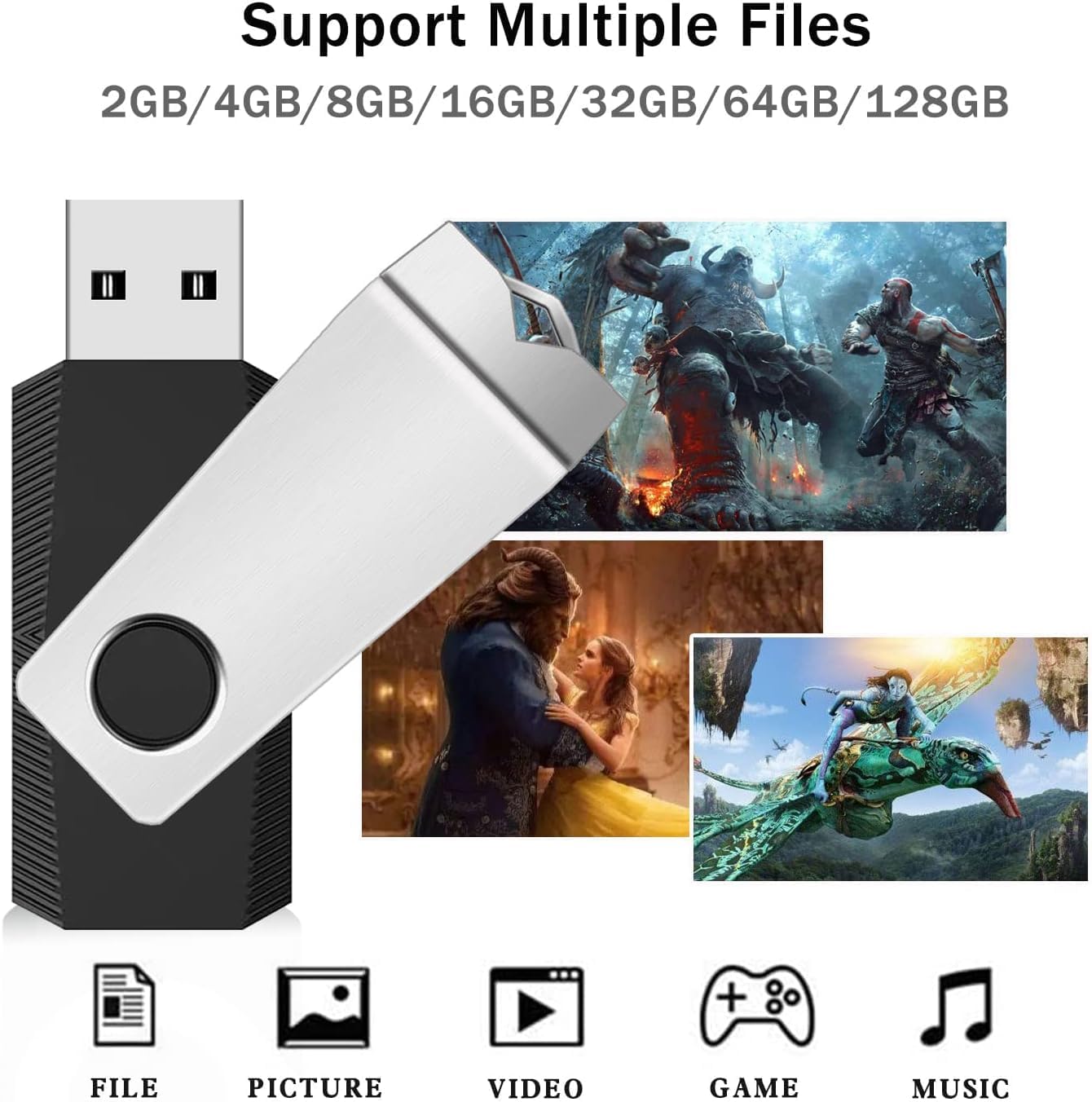 Customizable Flash Drives 64GB, Wooolken Personalized USB 2.0 Drive 10/20/50/100 Pack, Custom Thumb Drive Engraved Logo USB Drive (Mixcolors)