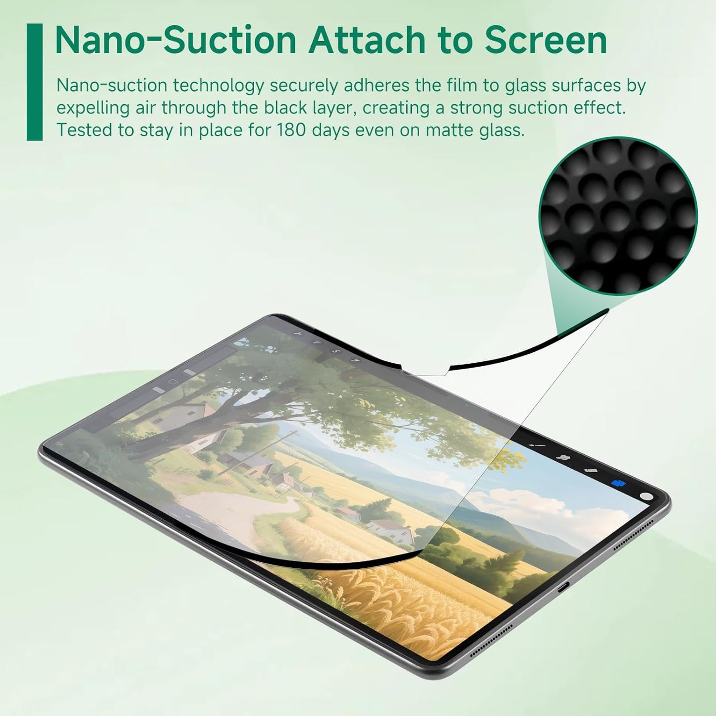 Nano-Suction Paper Feel Screen Protector for iPad 11th/10th Generation A16 (11/10.9 Inch, 2025/2022), Removable, Reusable, Write as Real Paper, Anti Glare, Stable, Matte Finish
