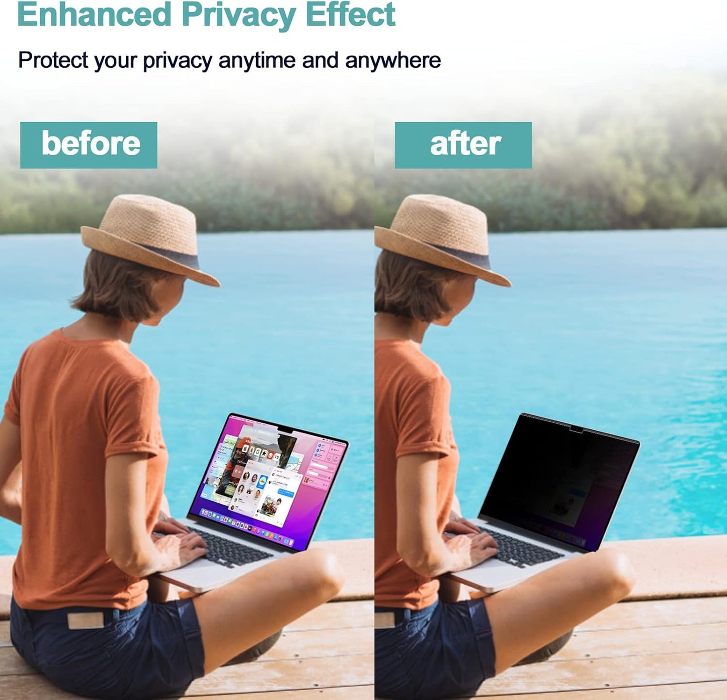 Privacy Screen MacBook Pro 14 Inch (2021-2023, M1, M2, M3-A2918 A2992 A2442 A2779), Magnetic Removable Matte Anti Blue Light Glare Filter 14in Privacy Screen Protector Compatible with Mac Pro 14.2""