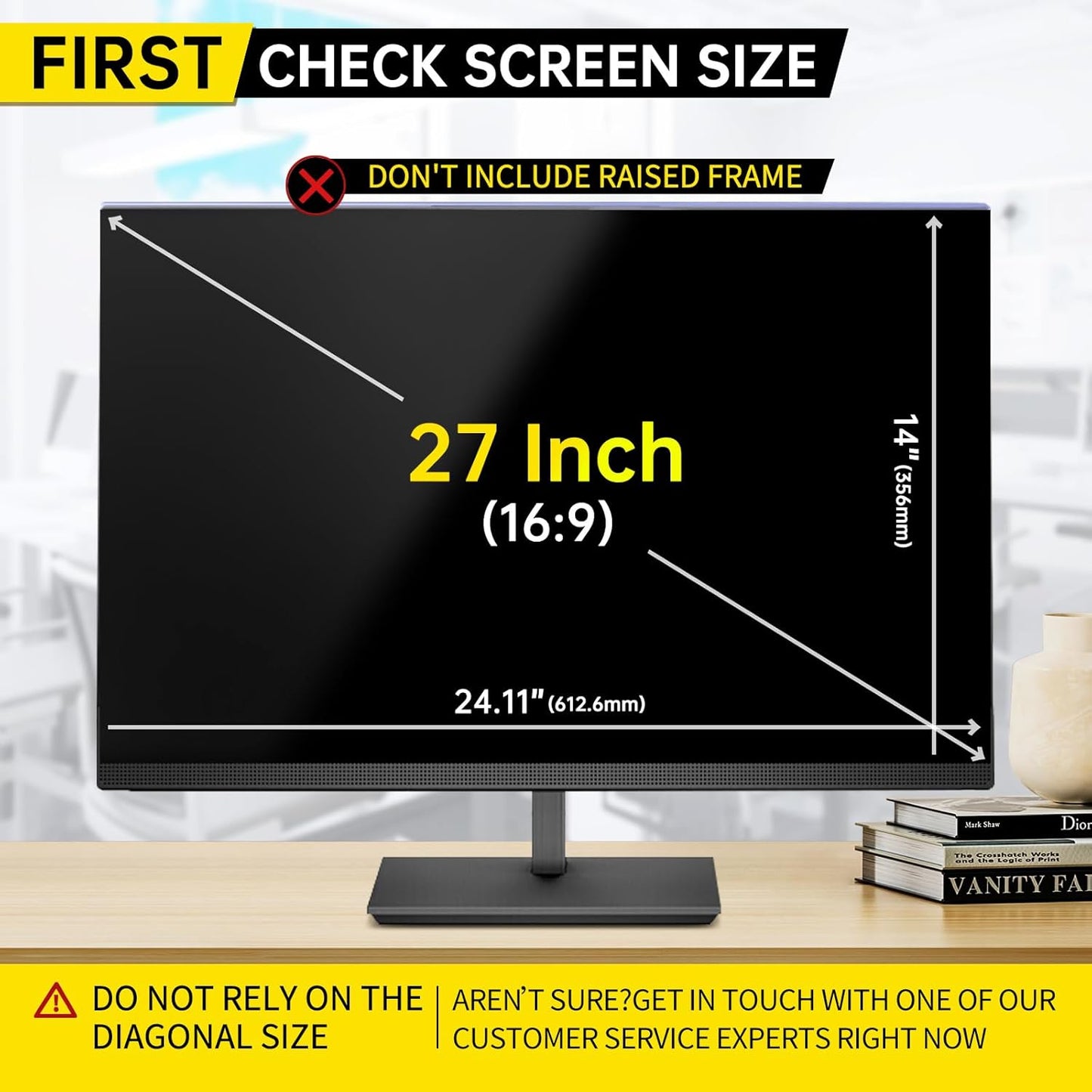 [2-Pack 27 Inch Computer Privacy Screen Filter for 16:9 Monitor, Anti-Blue Light, Anti-UV Blue Light Blocking Removable Privacy Protector Shield,Hanging Type